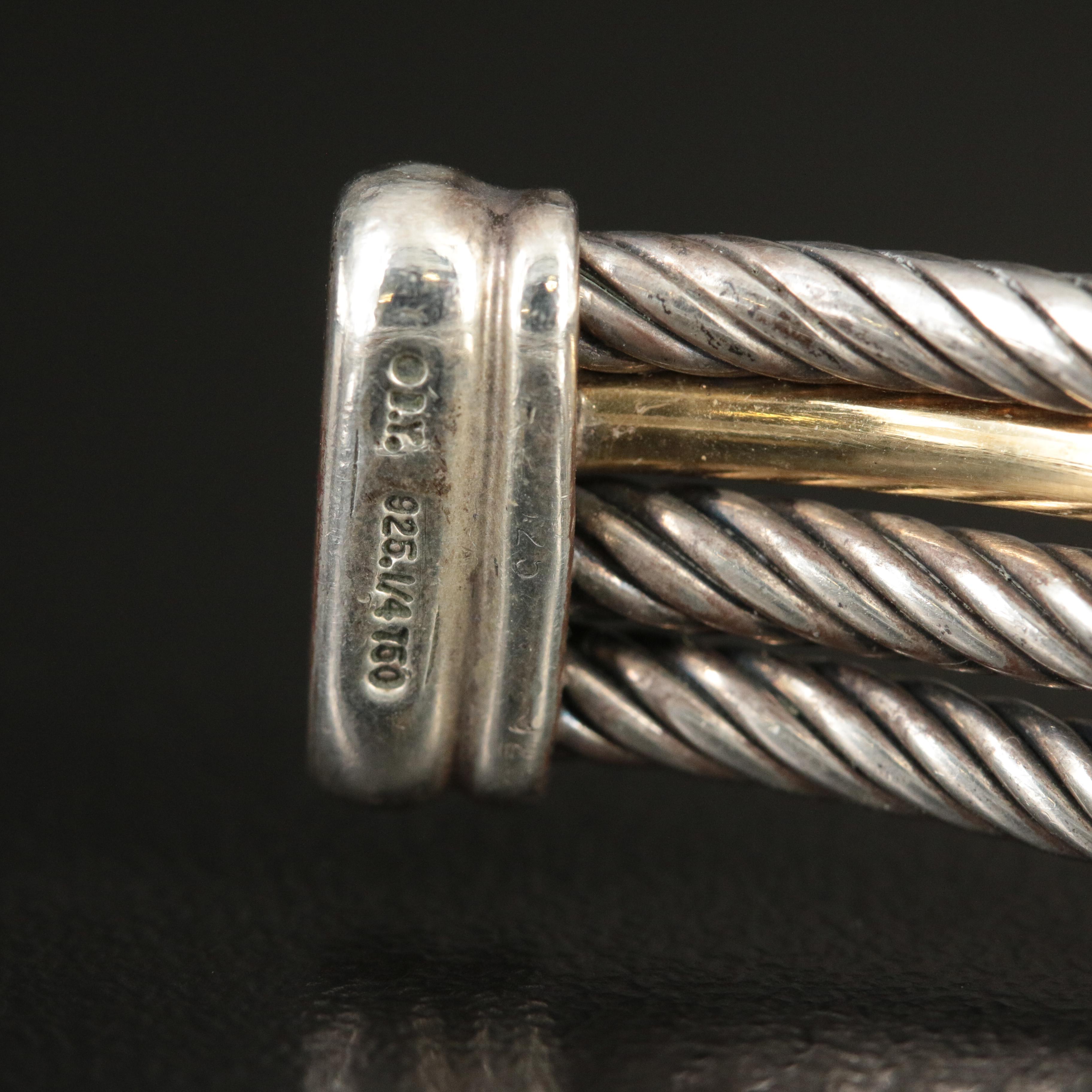 David Yurman Crossover Sterling and 18K Bonded Gold Cuff Bracelet