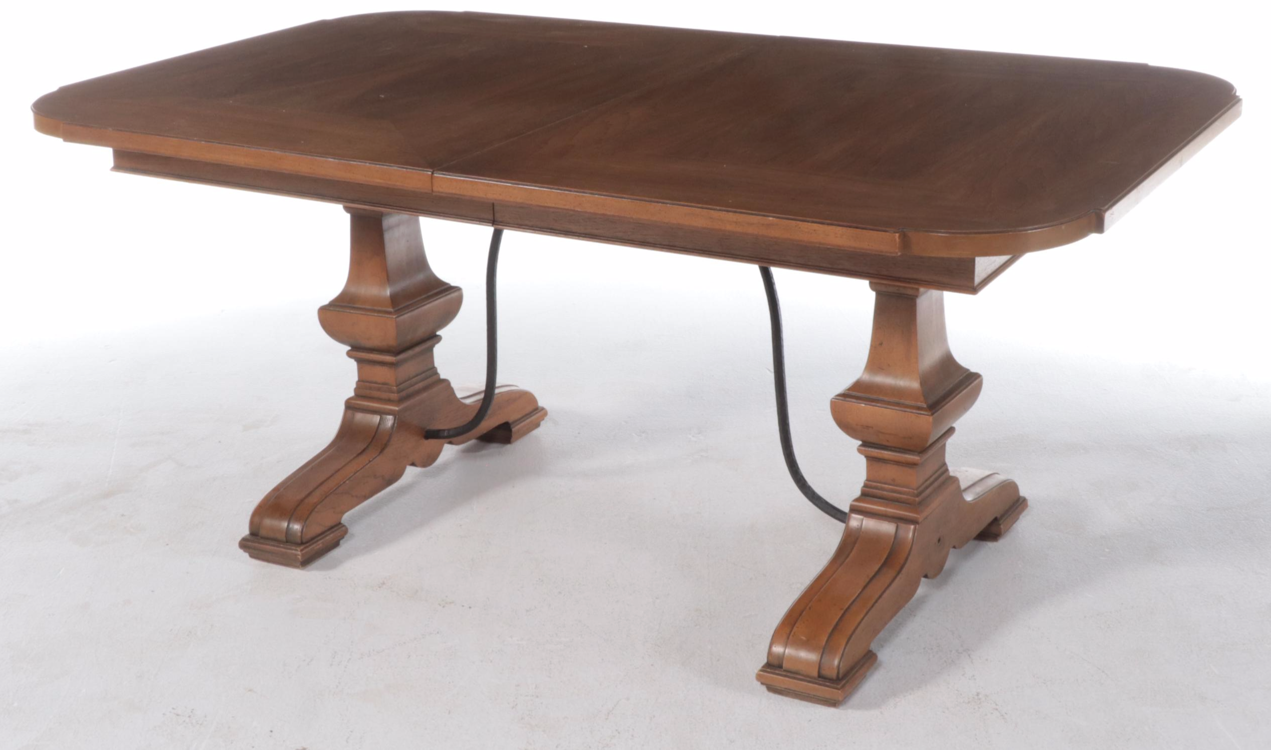 Thomasville Seven-Piece Spanish Colonial Style Iron-Mounted Pecan Dining Set