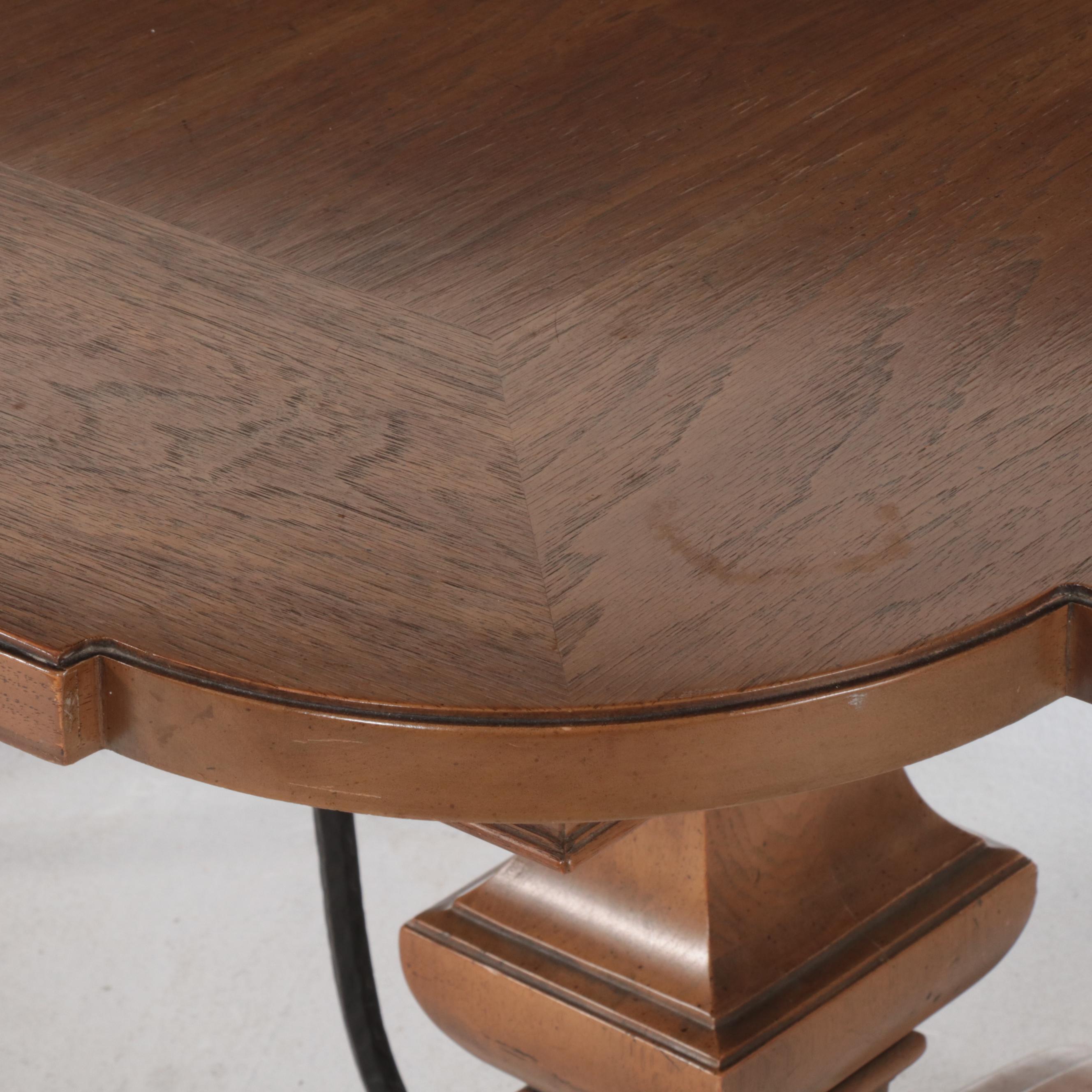 Thomasville Seven-Piece Spanish Colonial Style Iron-Mounted Pecan Dining Set