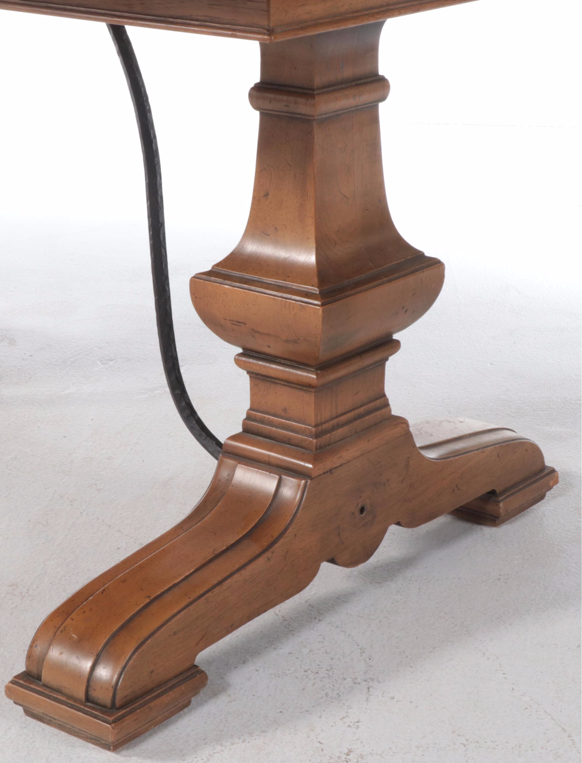 Thomasville Seven-Piece Spanish Colonial Style Iron-Mounted Pecan Dining Set