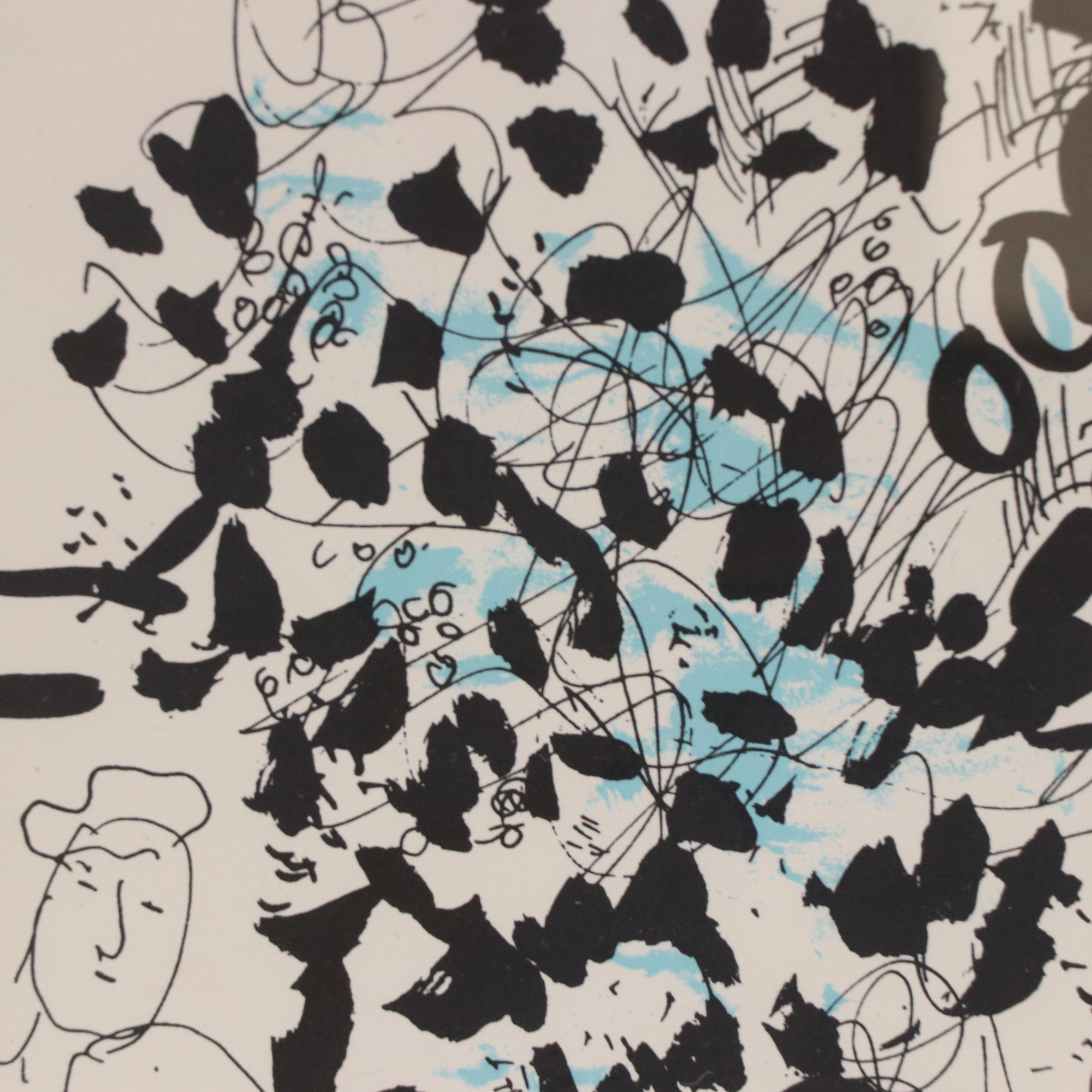 Marc Chagall Lithograph "Le Bouquet noir et bleu," 1957