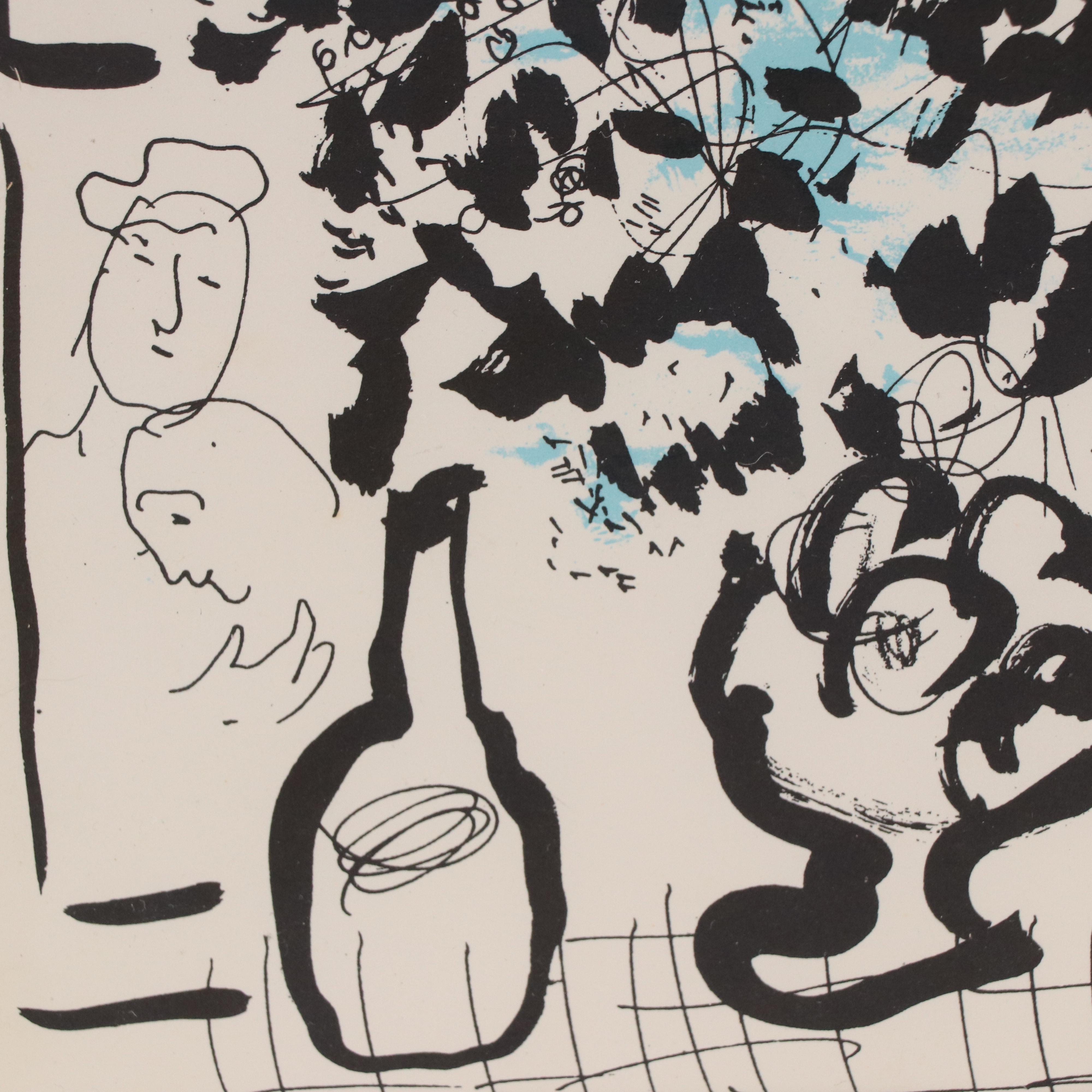 Marc Chagall Lithograph "Le Bouquet noir et bleu," 1957