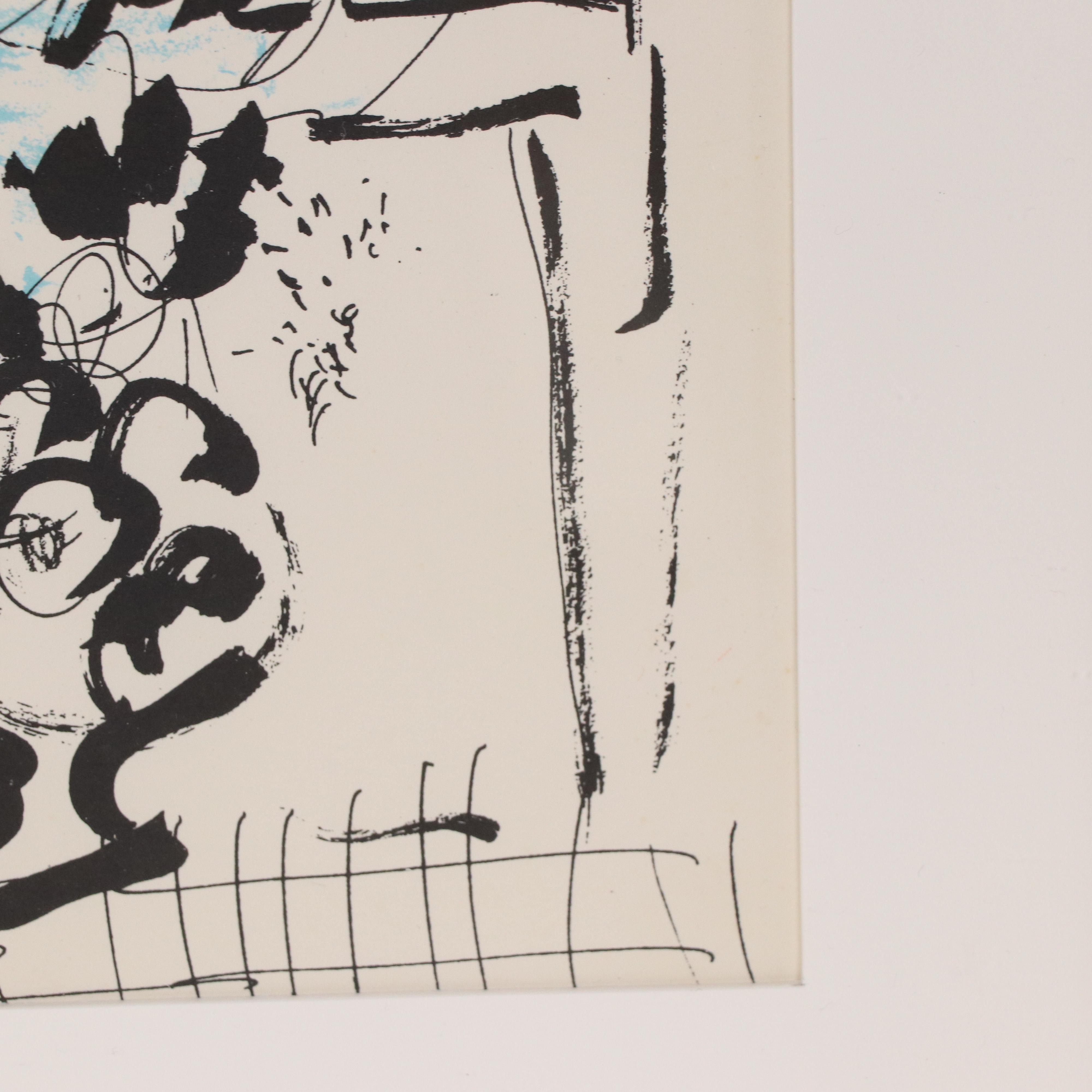 Marc Chagall Lithograph "Le Bouquet noir et bleu," 1957