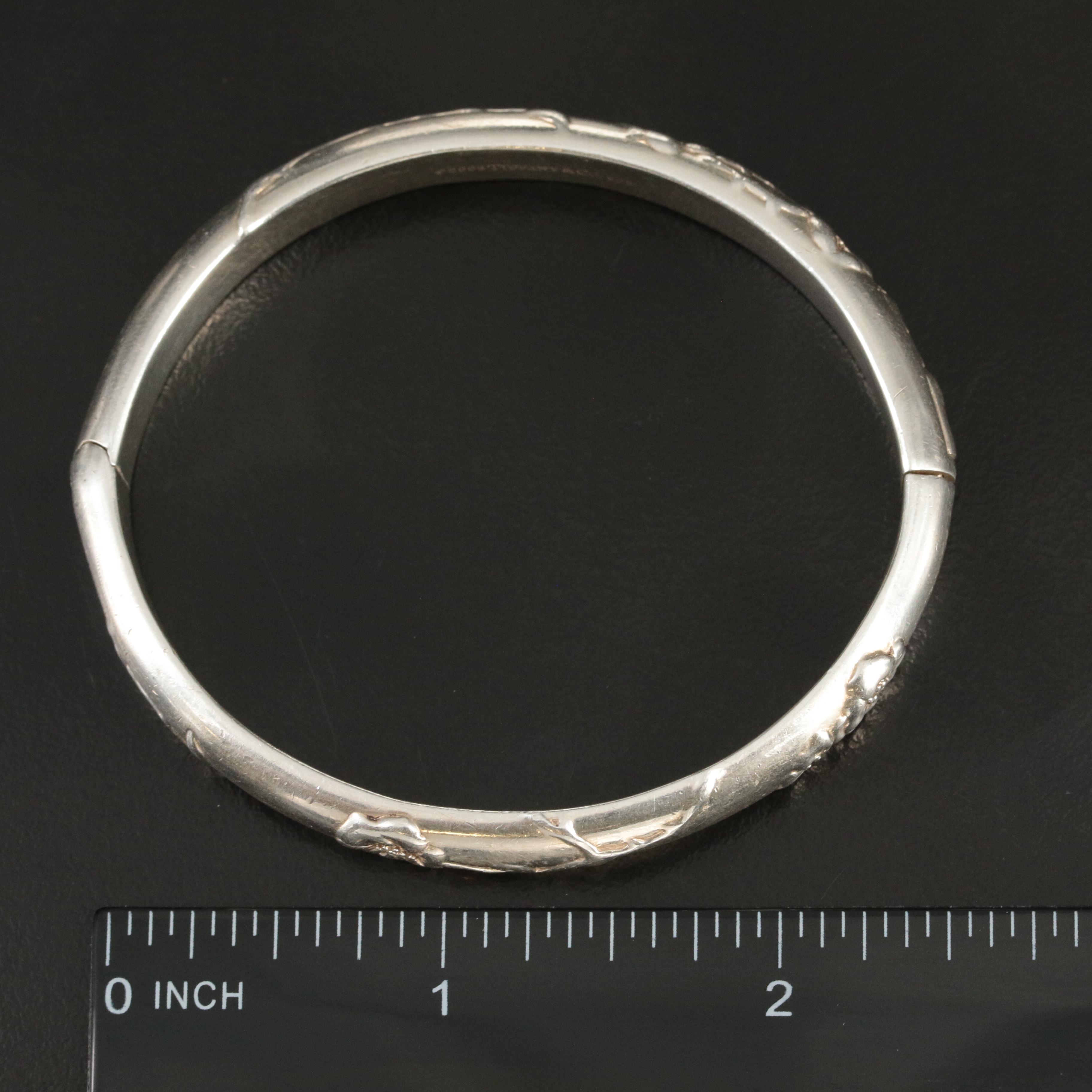 Tiffany & Co. Sterling "Nature" Rose Flower Hinged Bracelet