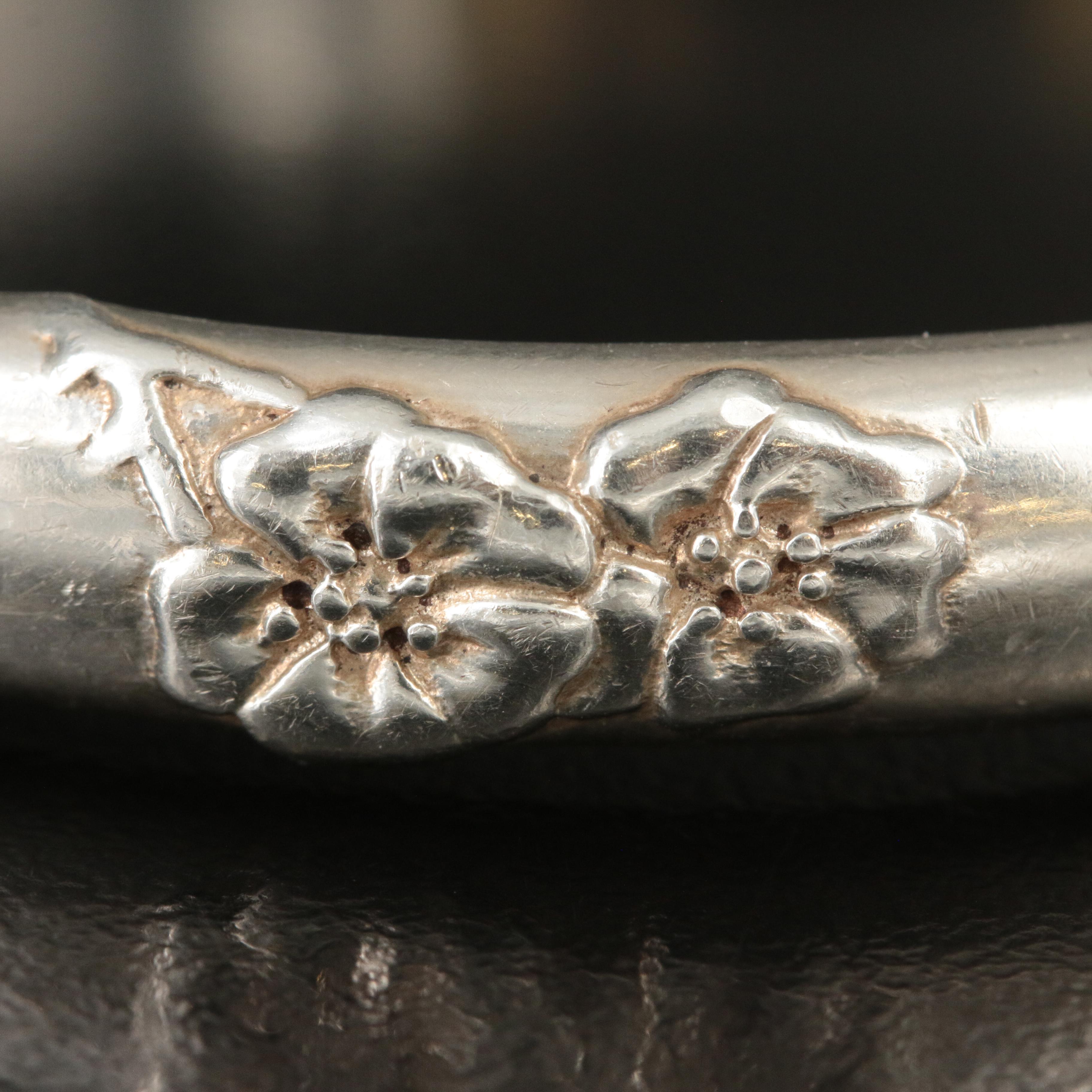 Tiffany & Co. Sterling "Nature" Rose Flower Hinged Bracelet