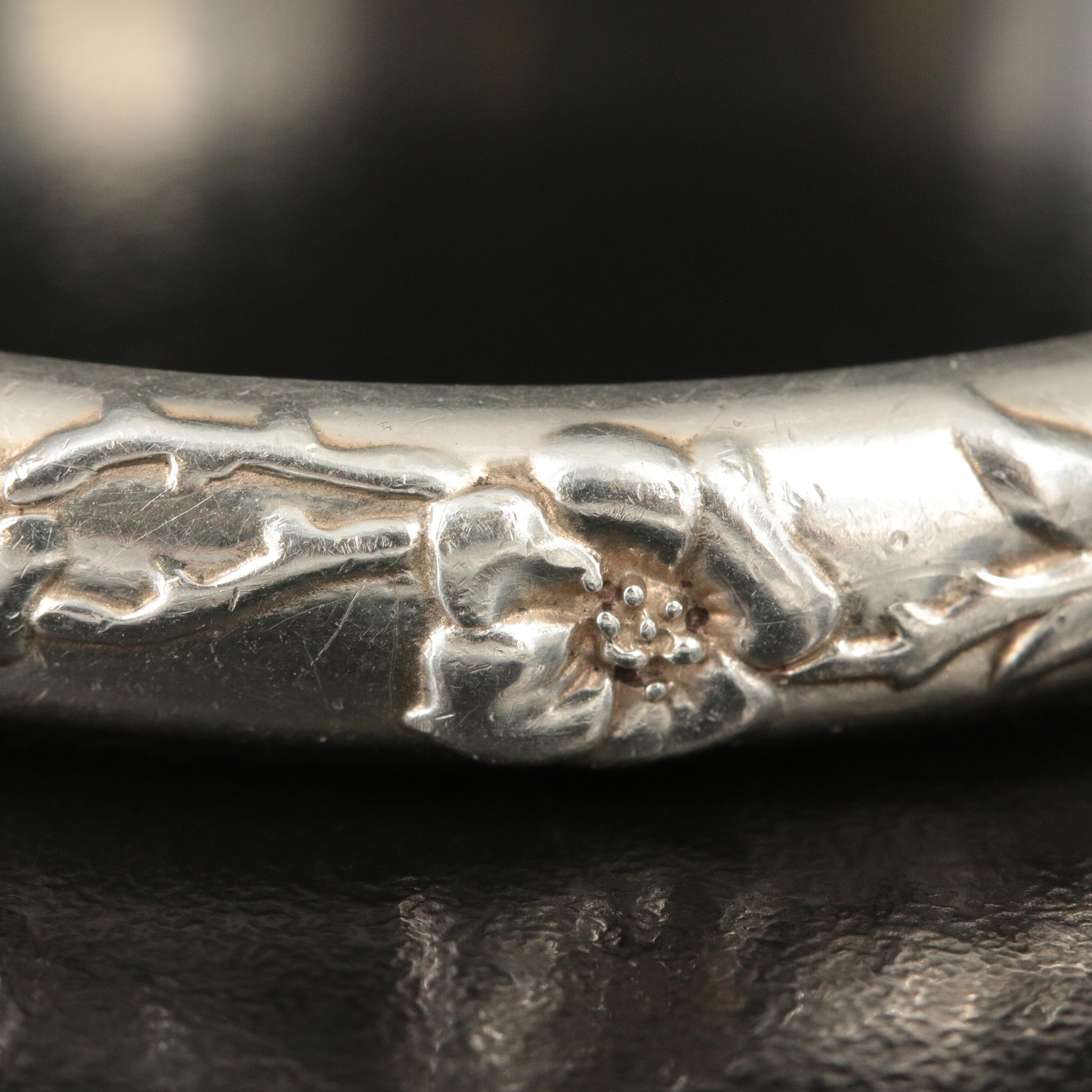 Tiffany & Co. Sterling "Nature" Rose Flower Hinged Bracelet