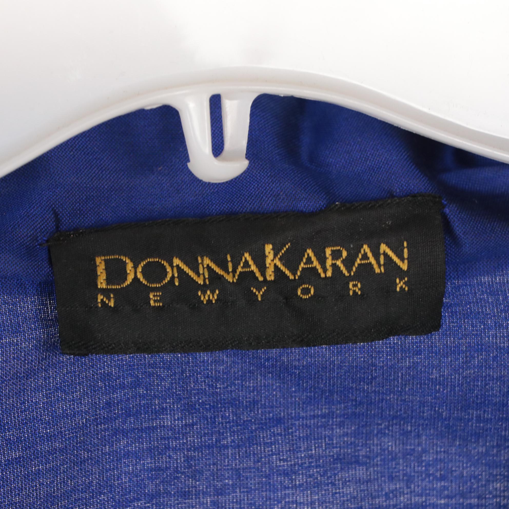 Donna Karan Ivory Embroidered Silk Jacket, Halter Dress and Blue Bodysuit Blouse