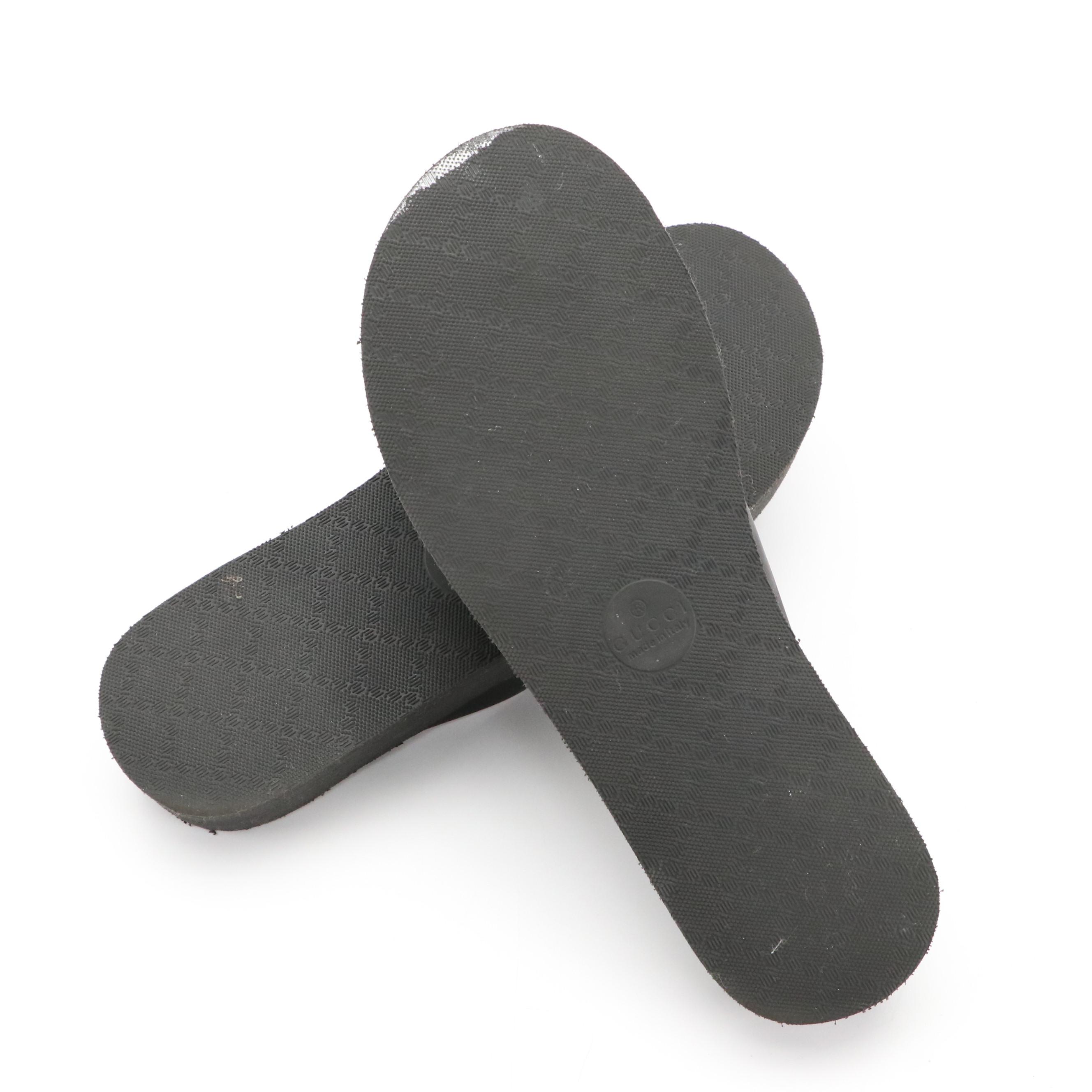 Gucci Black Interlocking GG Chevron Rubber Flip-Flop