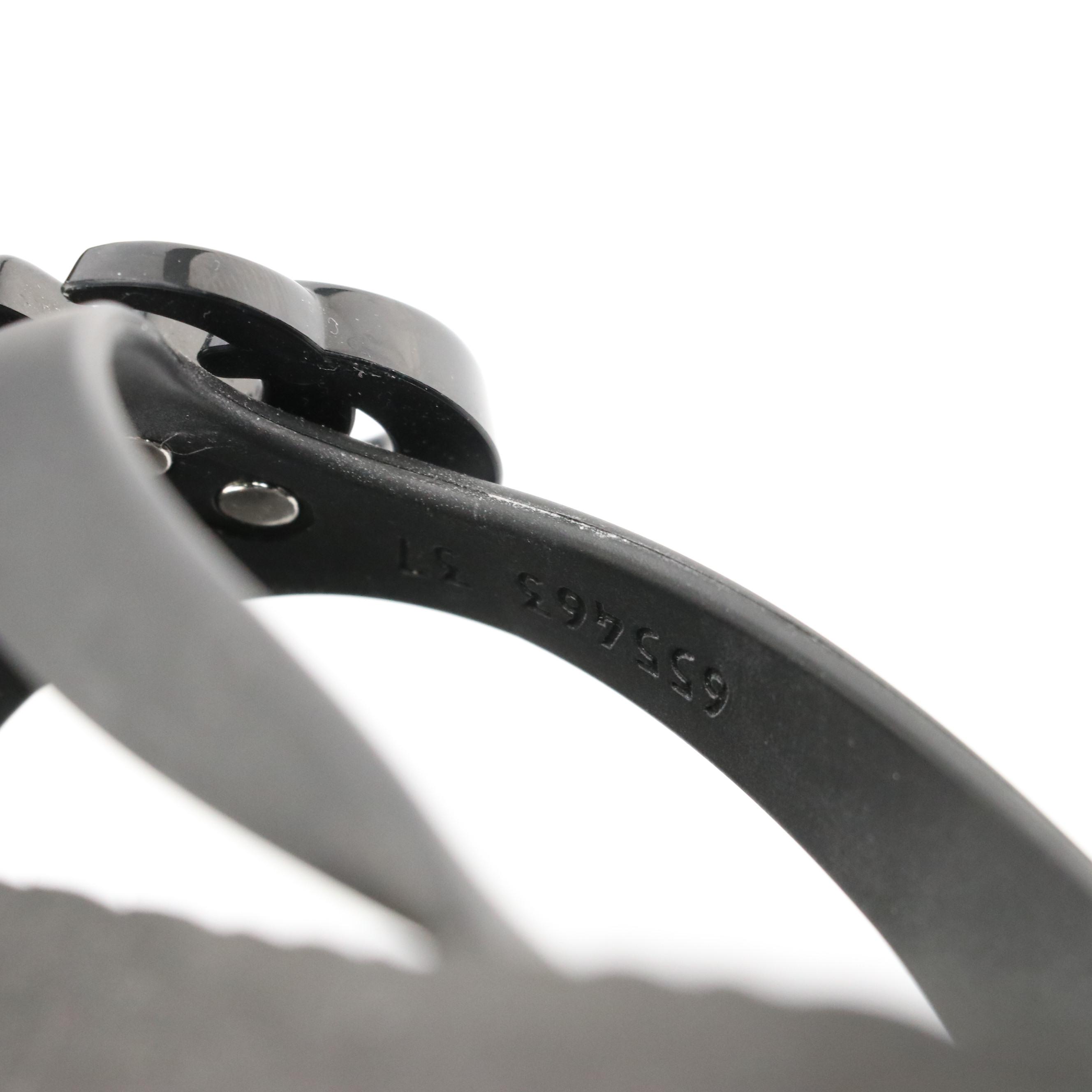 Gucci Black Interlocking GG Chevron Rubber Flip-Flop