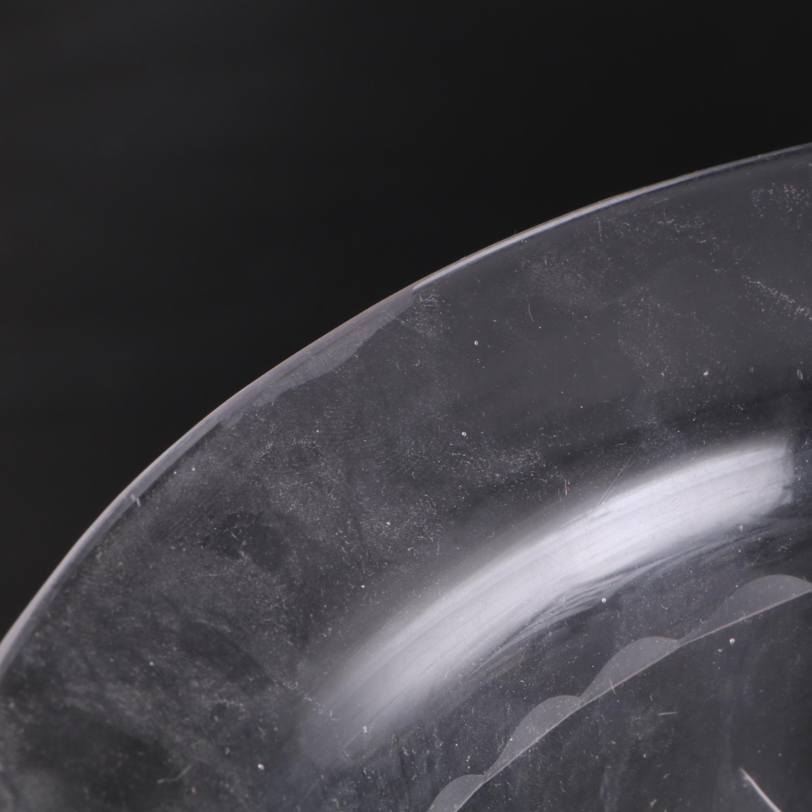 Etched Glass Hurricane Vase, 20th Century