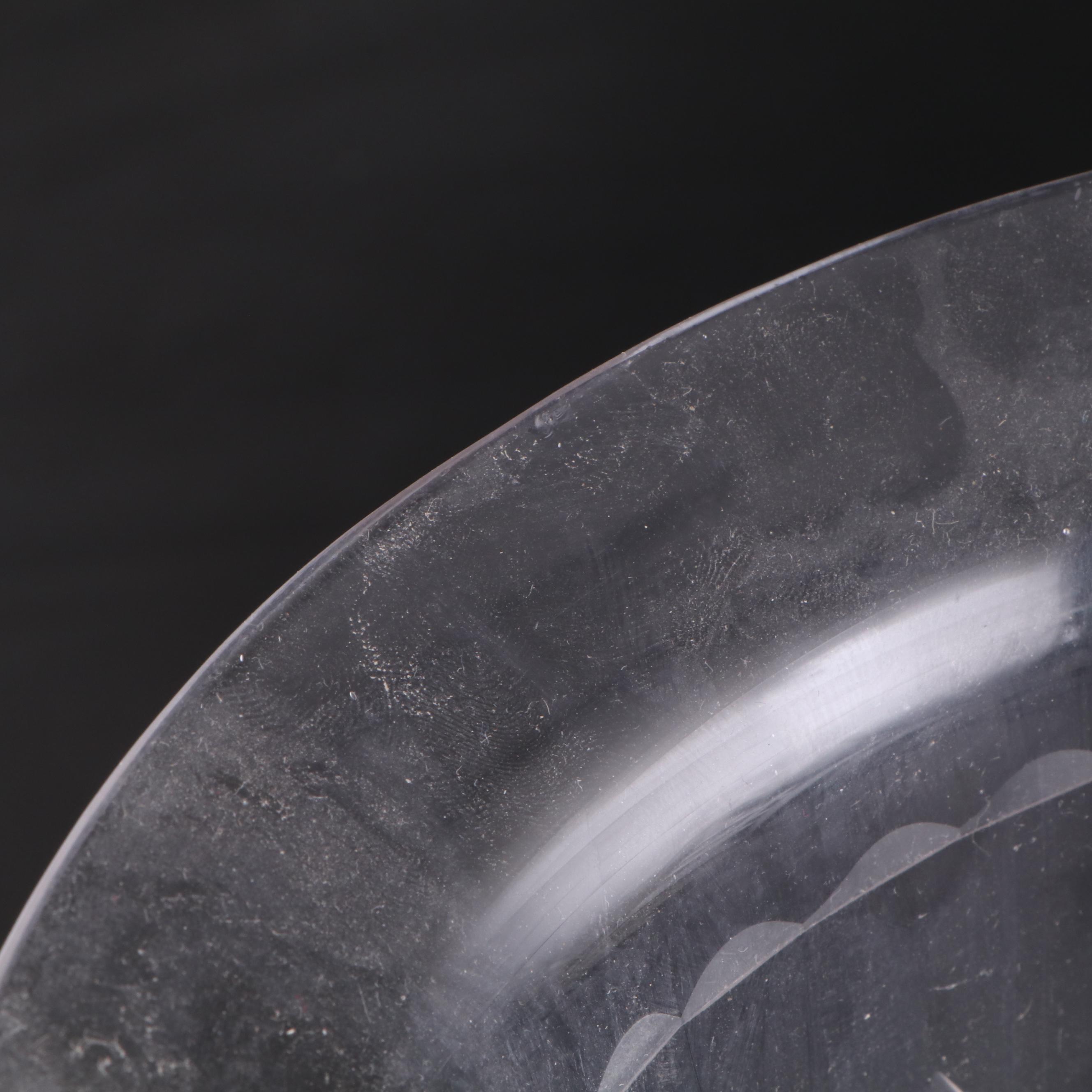 Etched Glass Hurricane Vase, 20th Century