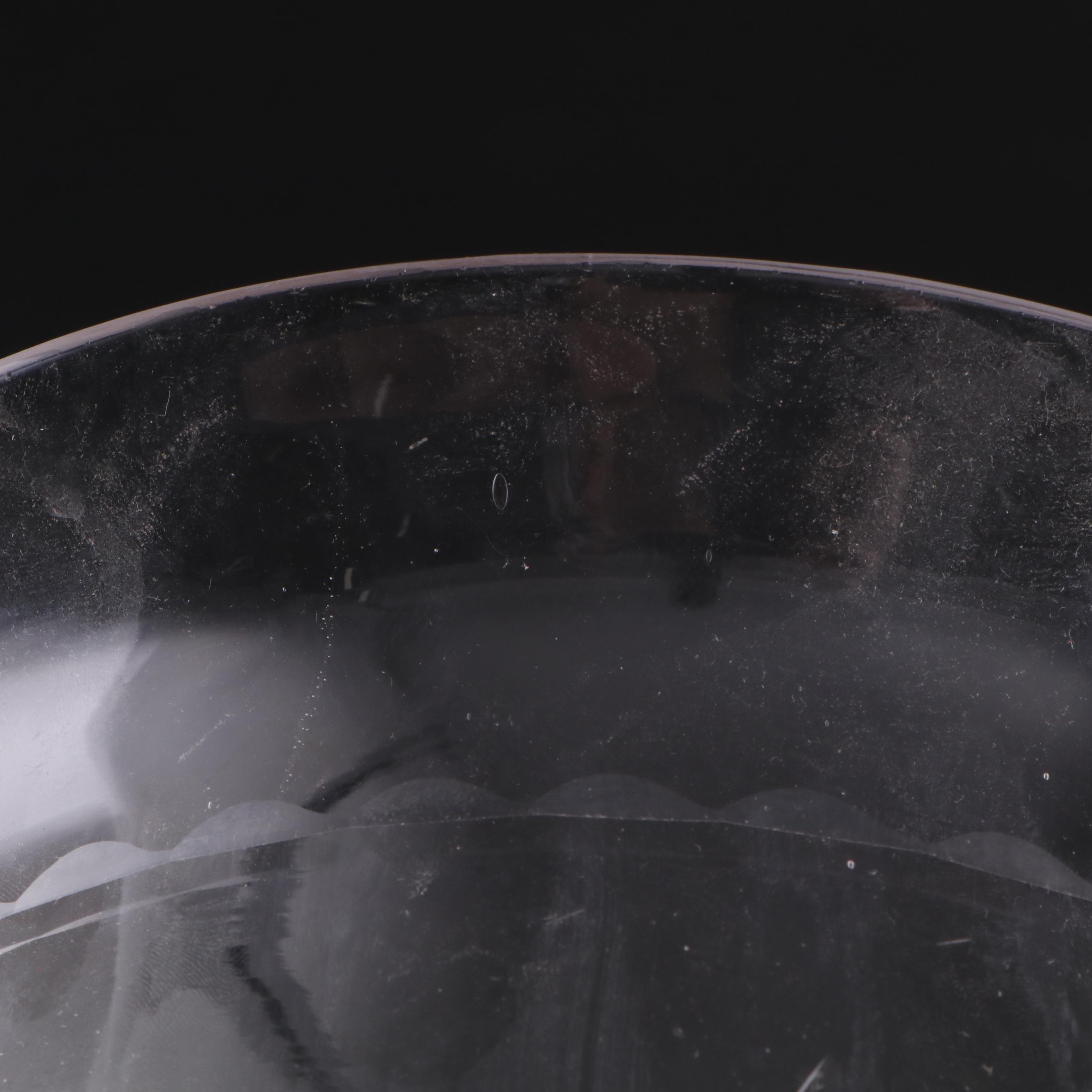 Etched Glass Hurricane Vase, 20th Century