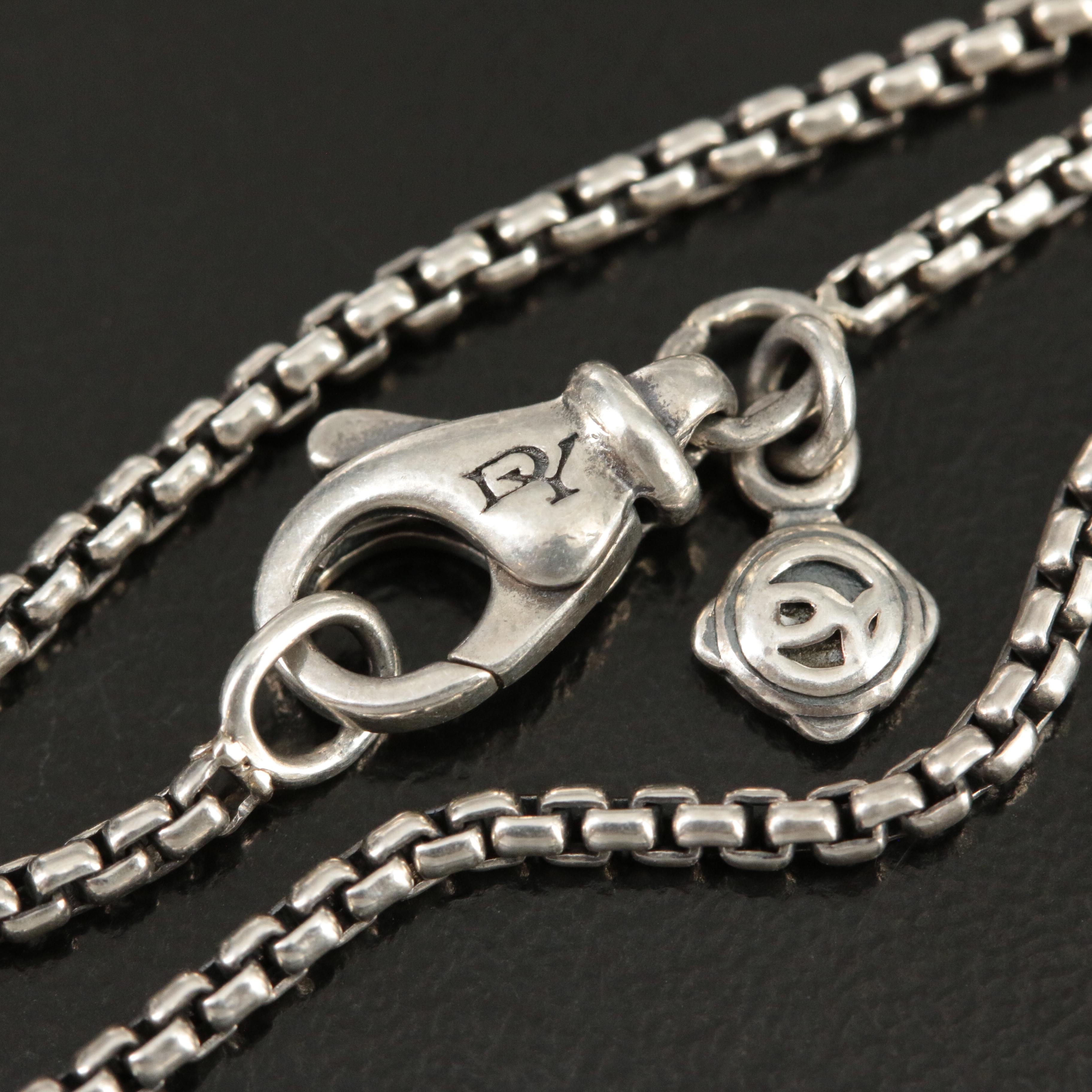 David Yurman Sterling and 18K Cable Circle Donut Necklace