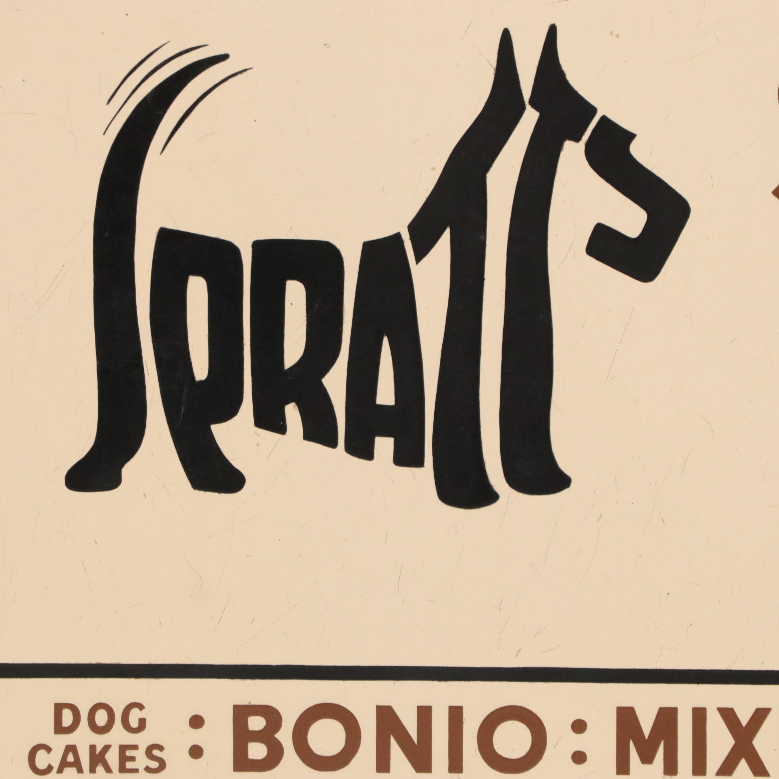 Spratt's Dog Cakes Metal Advertising Sign, Early to Mid-20th Century