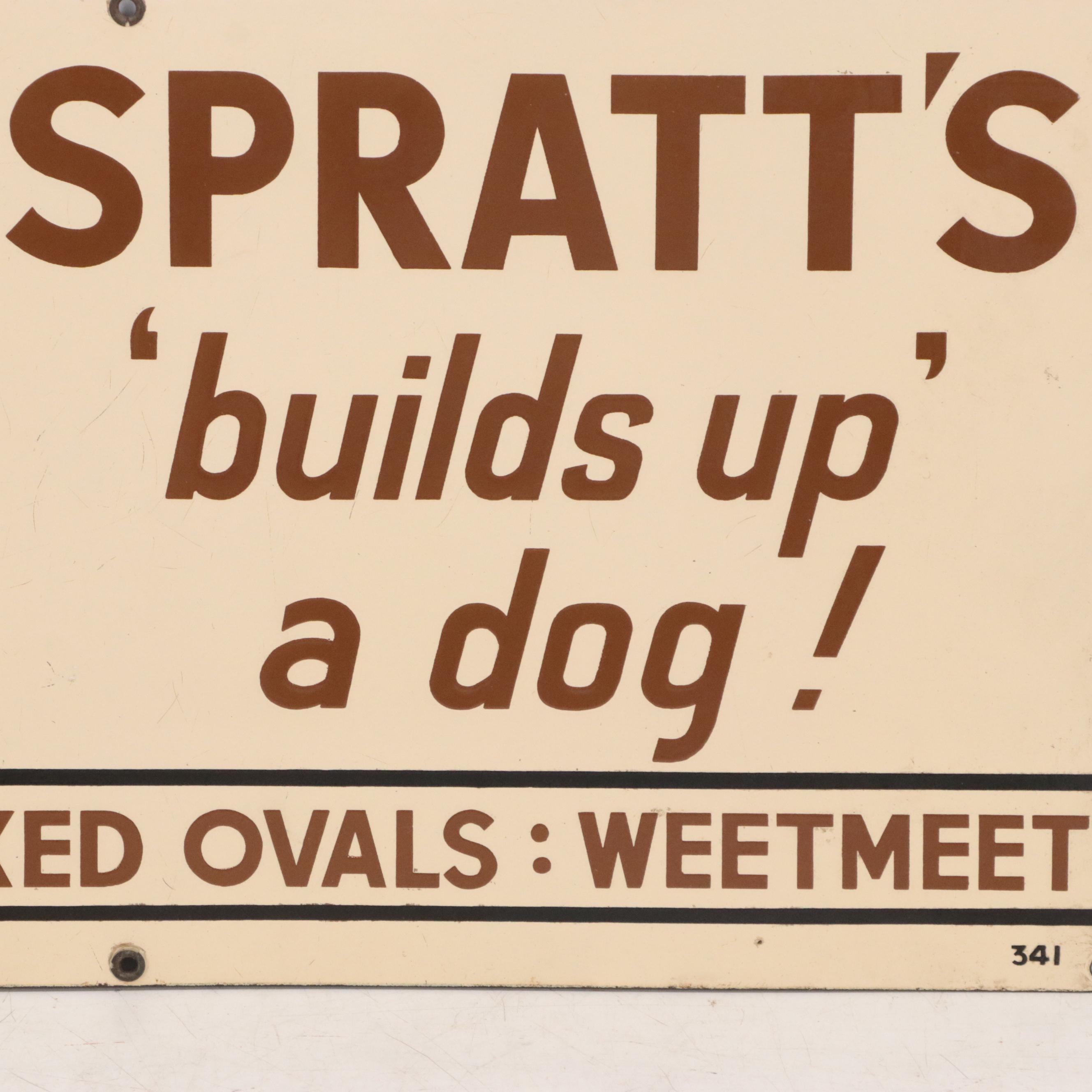 Spratt's Dog Cakes Metal Advertising Sign, Early to Mid-20th Century