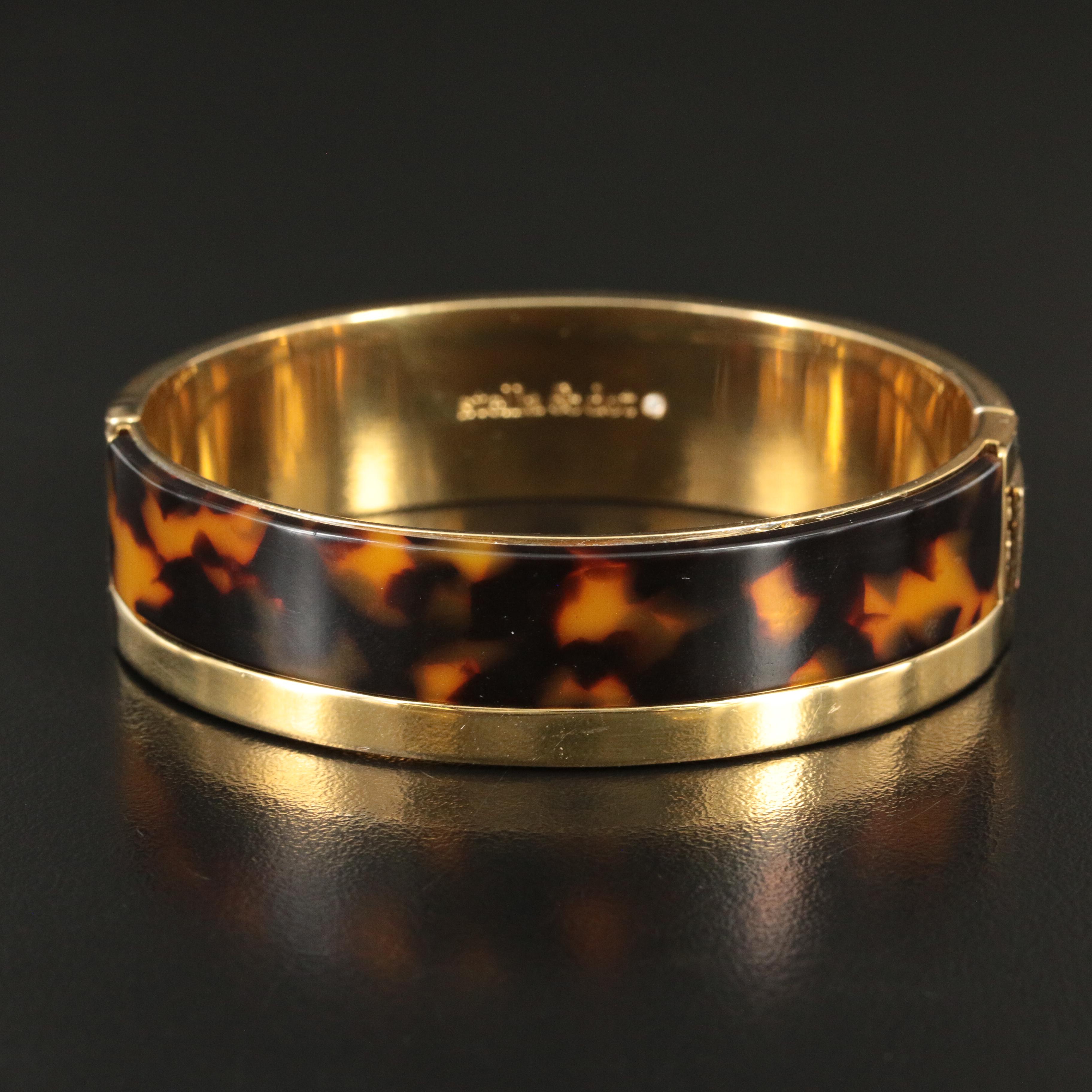 Stella & Dot Faux Tortoise Hinged Bangle Bracelet