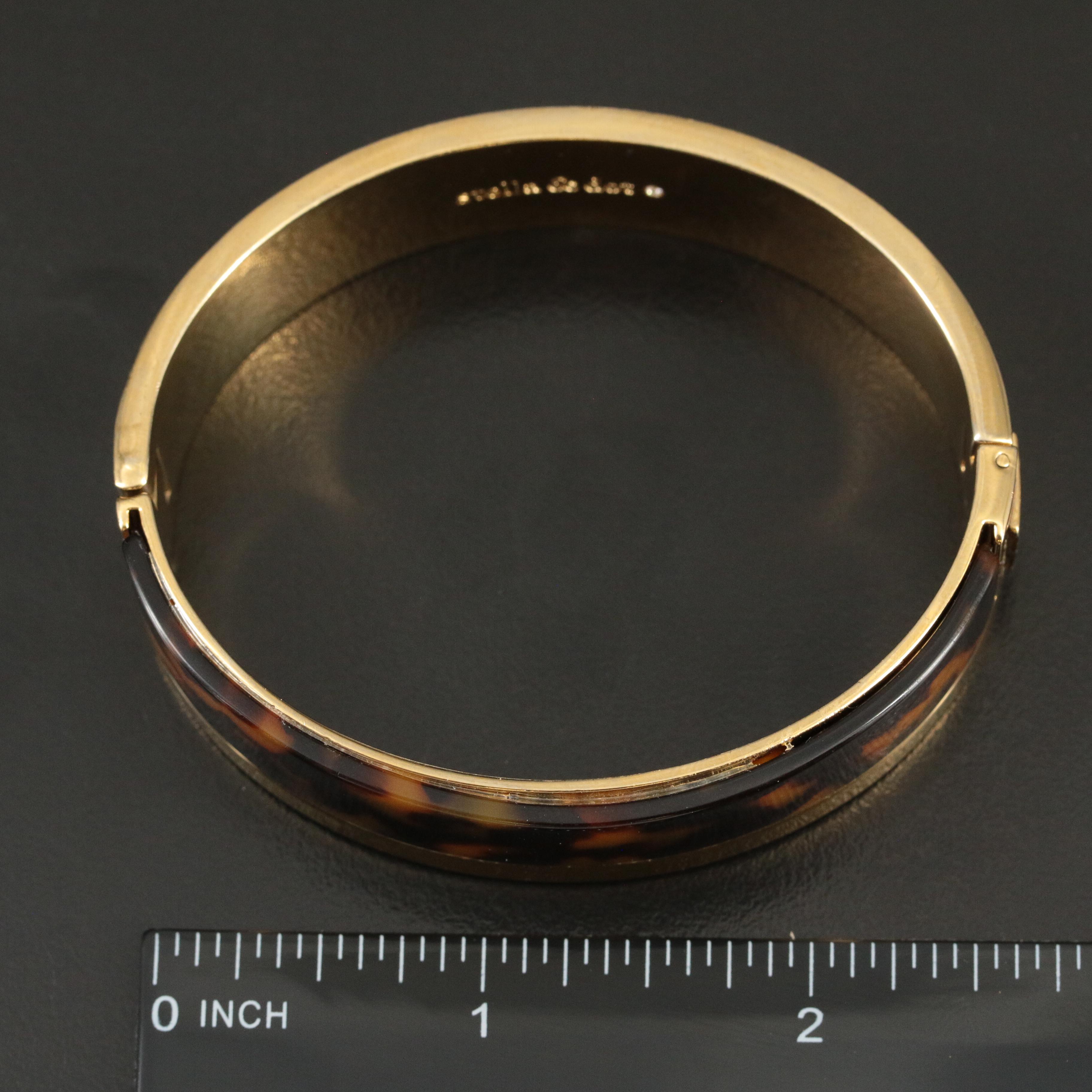 Stella & Dot Faux Tortoise Hinged Bangle Bracelet