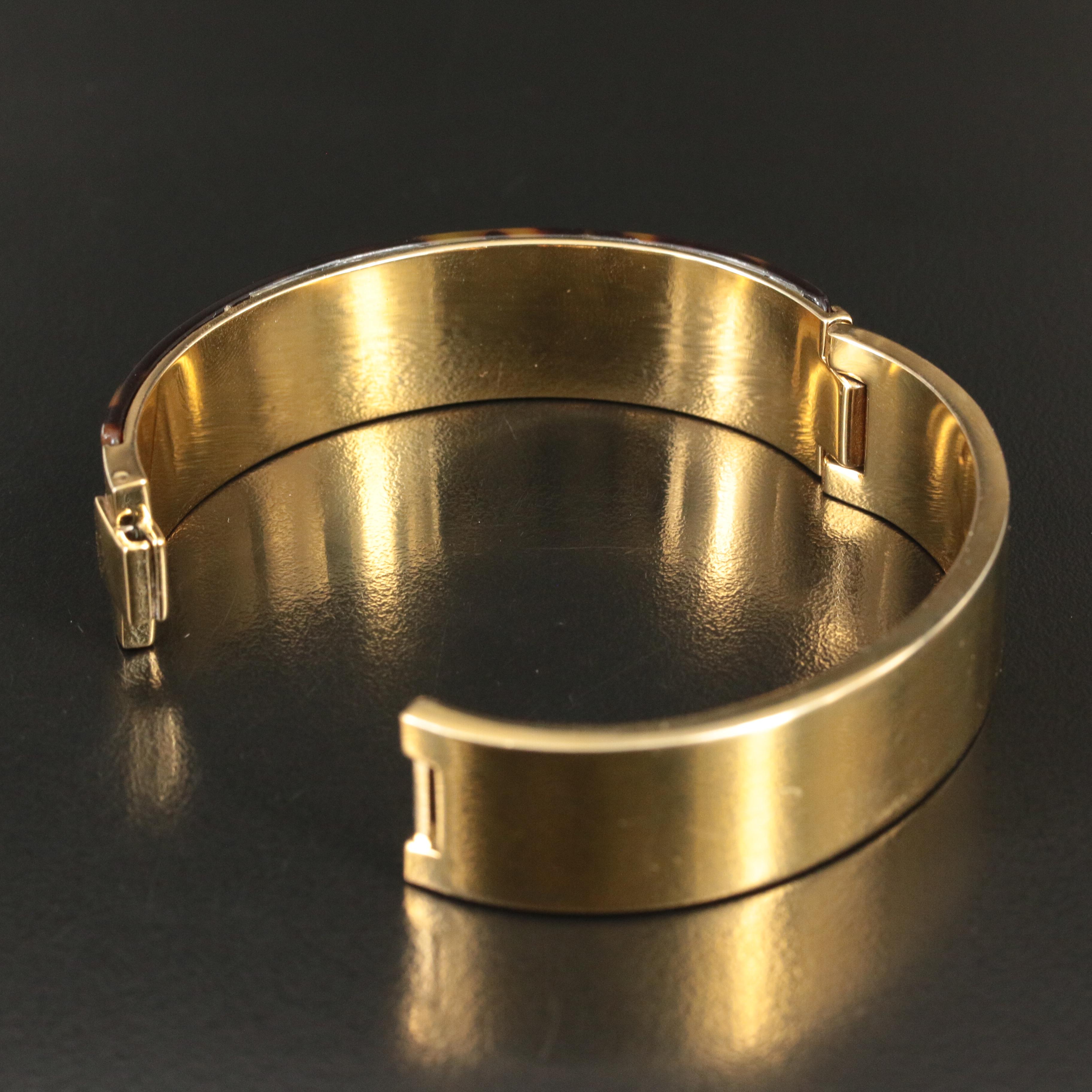 Stella & Dot Faux Tortoise Hinged Bangle Bracelet