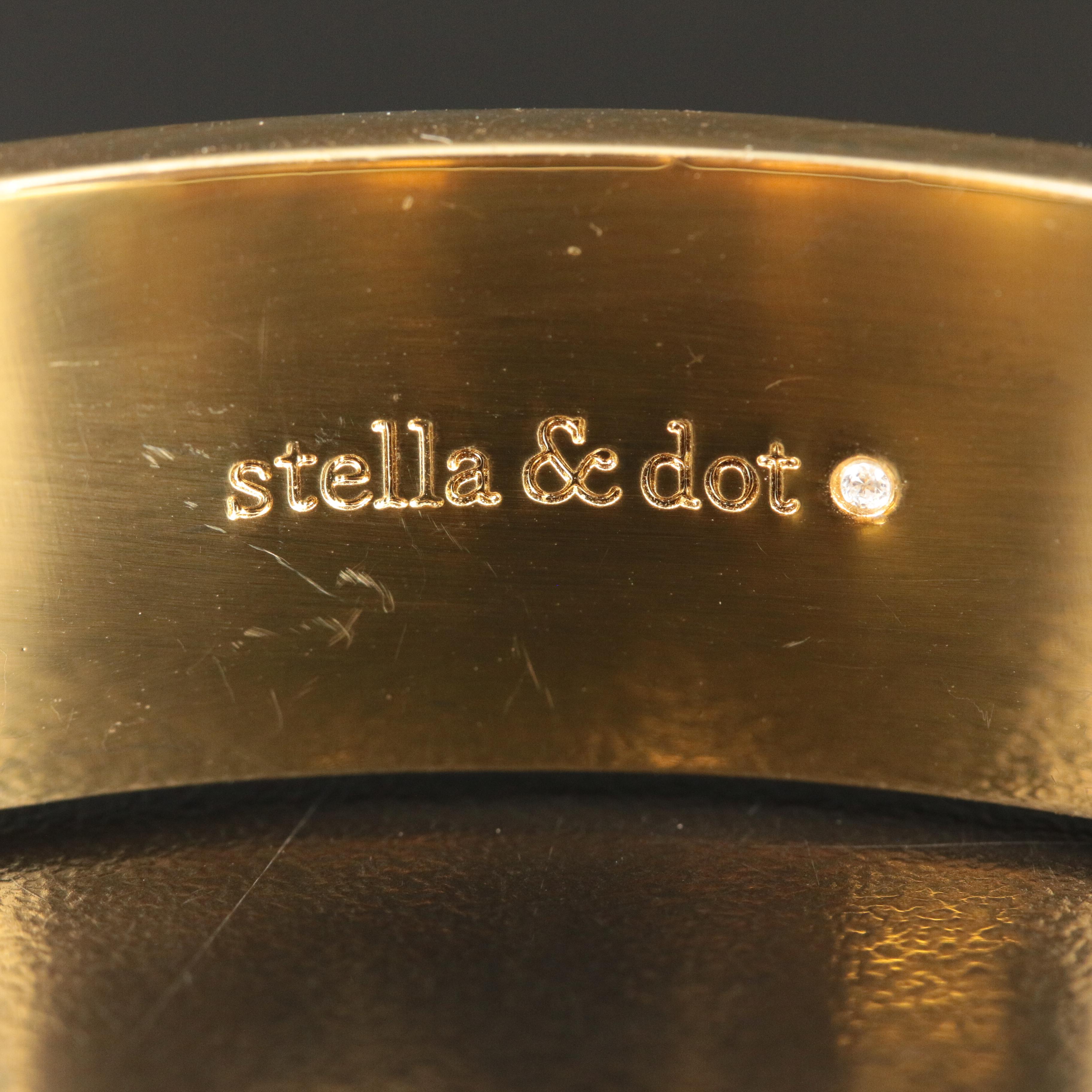 Stella & Dot Faux Tortoise Hinged Bangle Bracelet