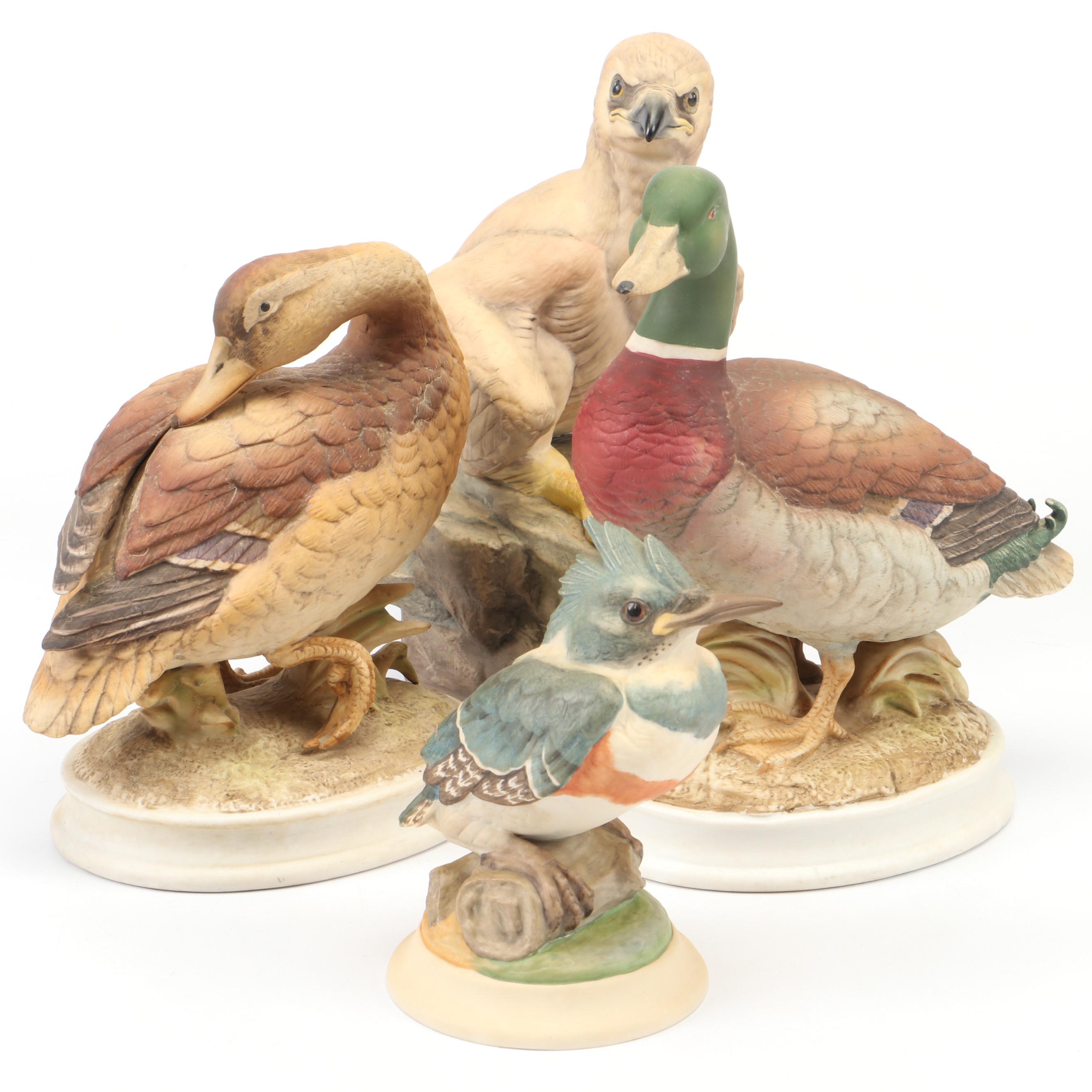 Boehm Bisque Bird Figurines with Andrea by Sadek Bisque Mallard Duck Statuttes