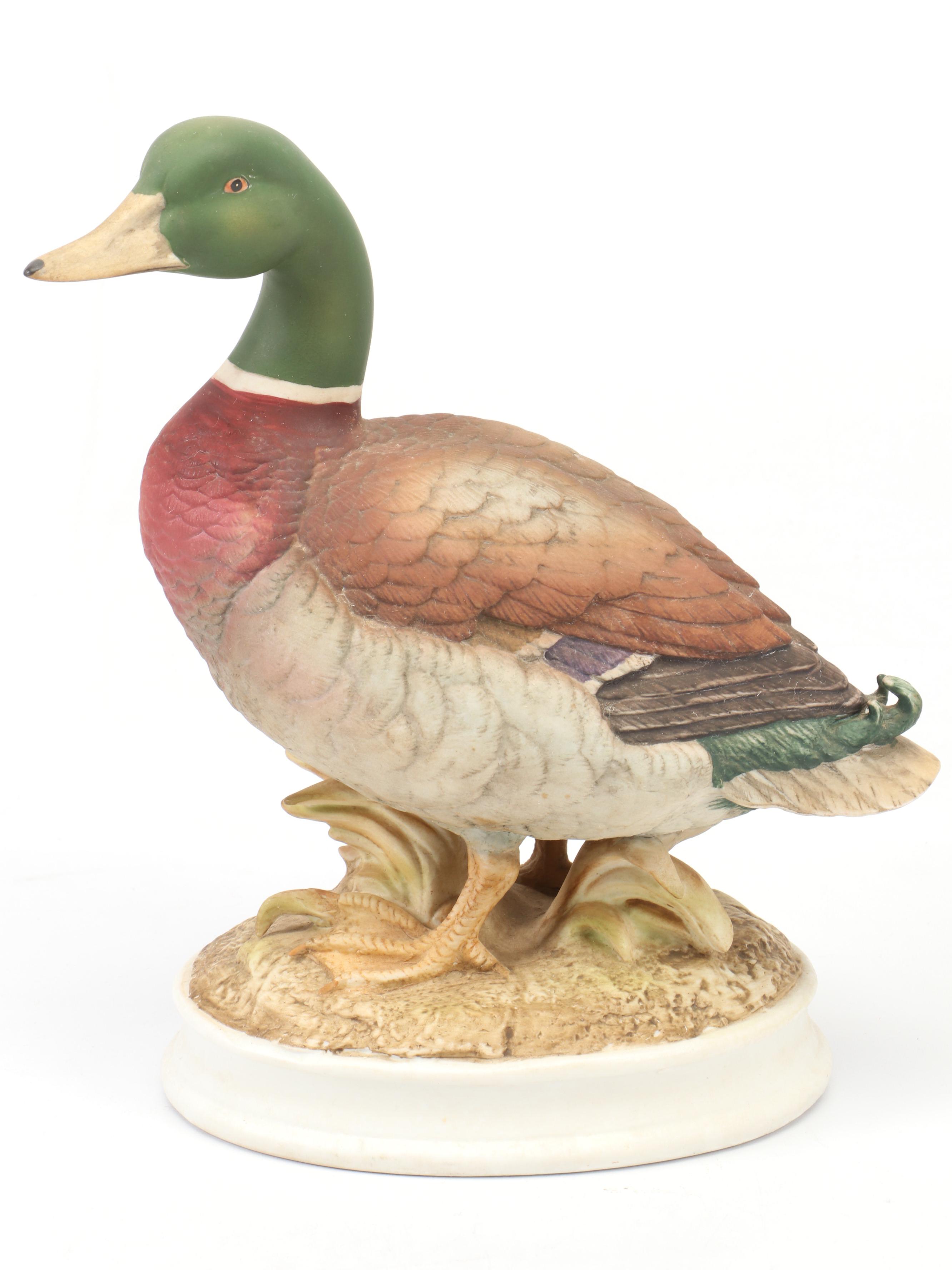 Boehm Bisque Bird Figurines with Andrea by Sadek Bisque Mallard Duck Statuttes