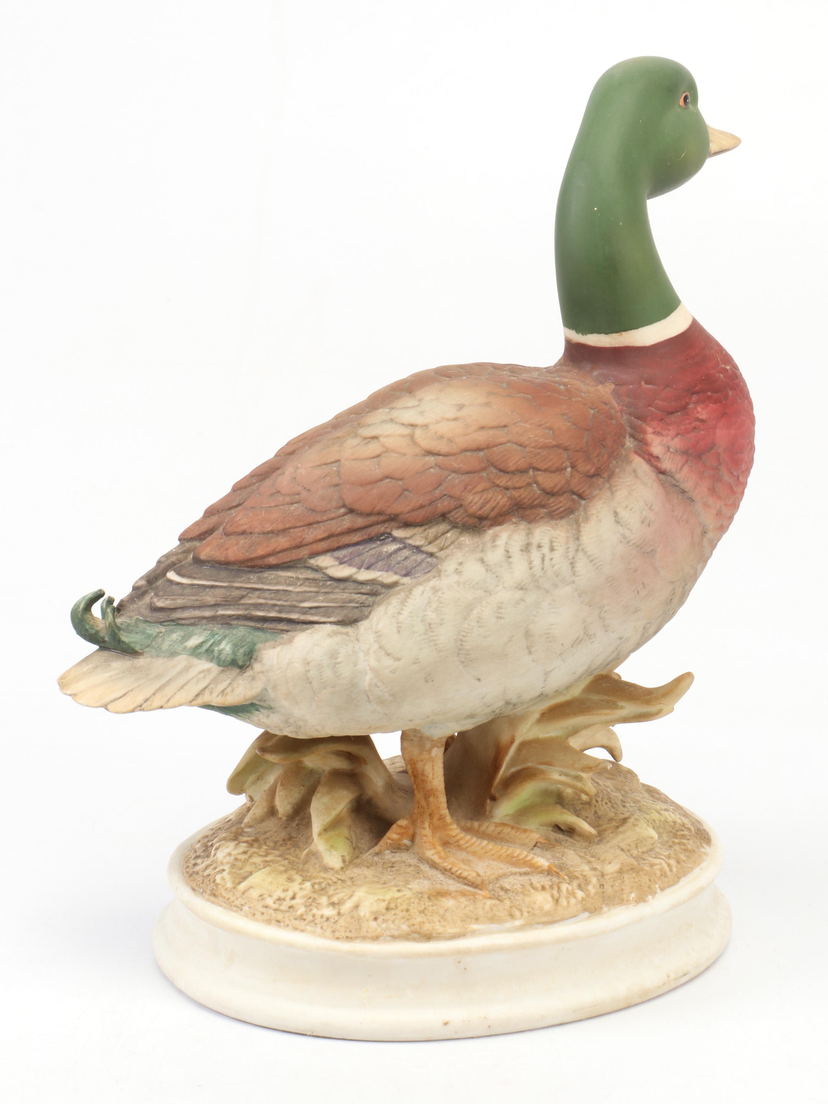 Boehm Bisque Bird Figurines with Andrea by Sadek Bisque Mallard Duck Statuttes