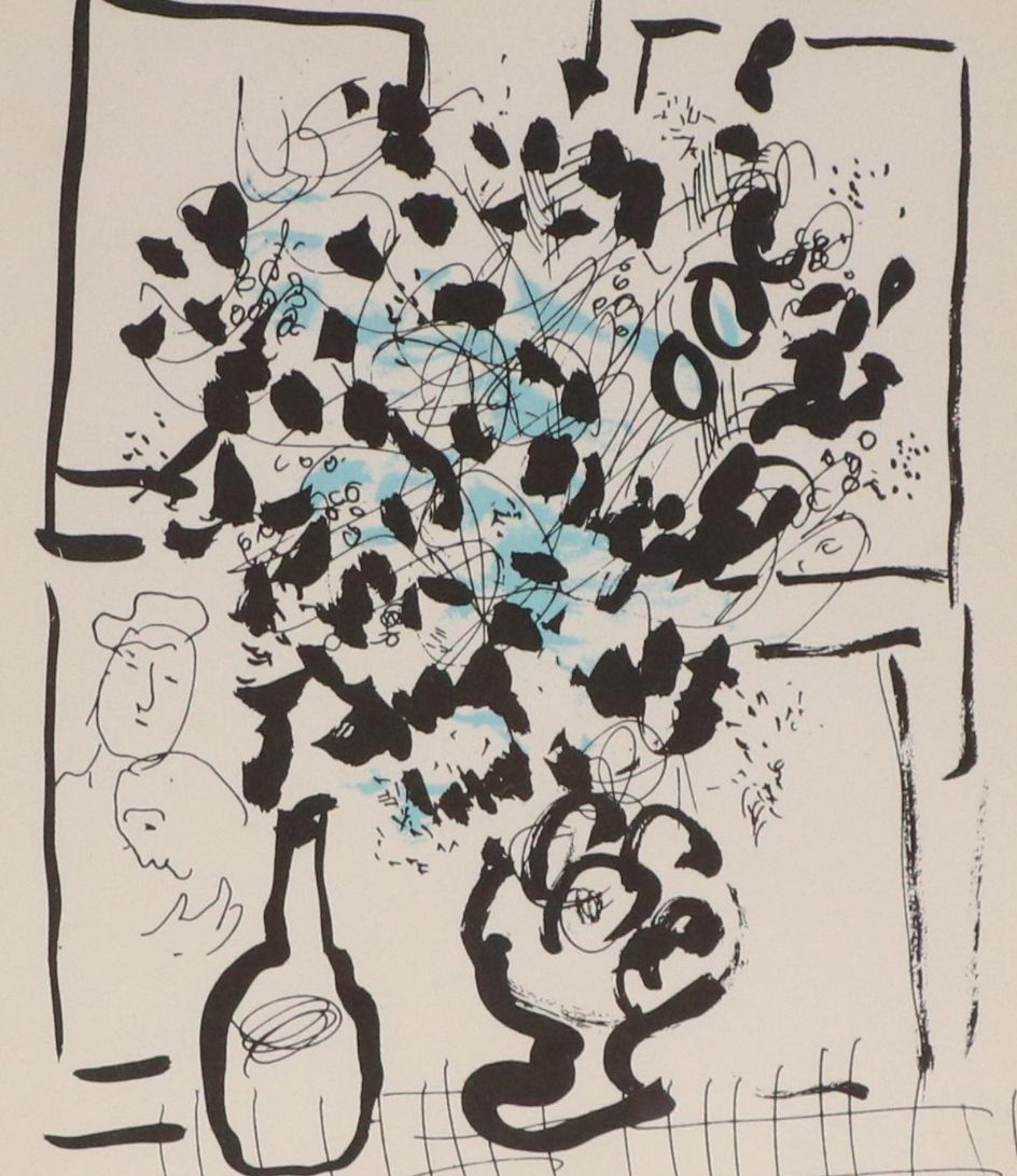 Marc Chagall Lithograph "Le Bouquet noir et bleu," 1957