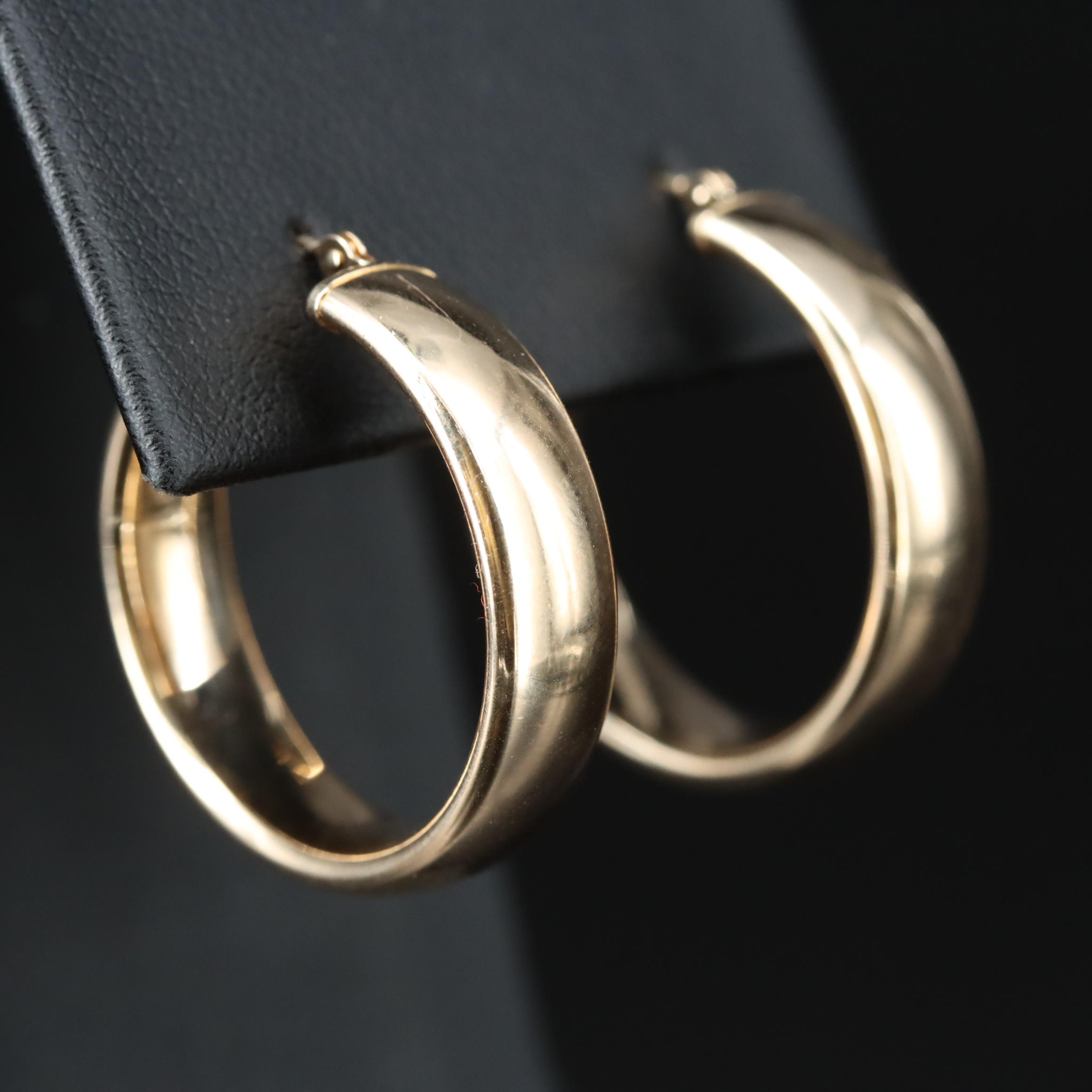 14K Wide Hoop Earrings