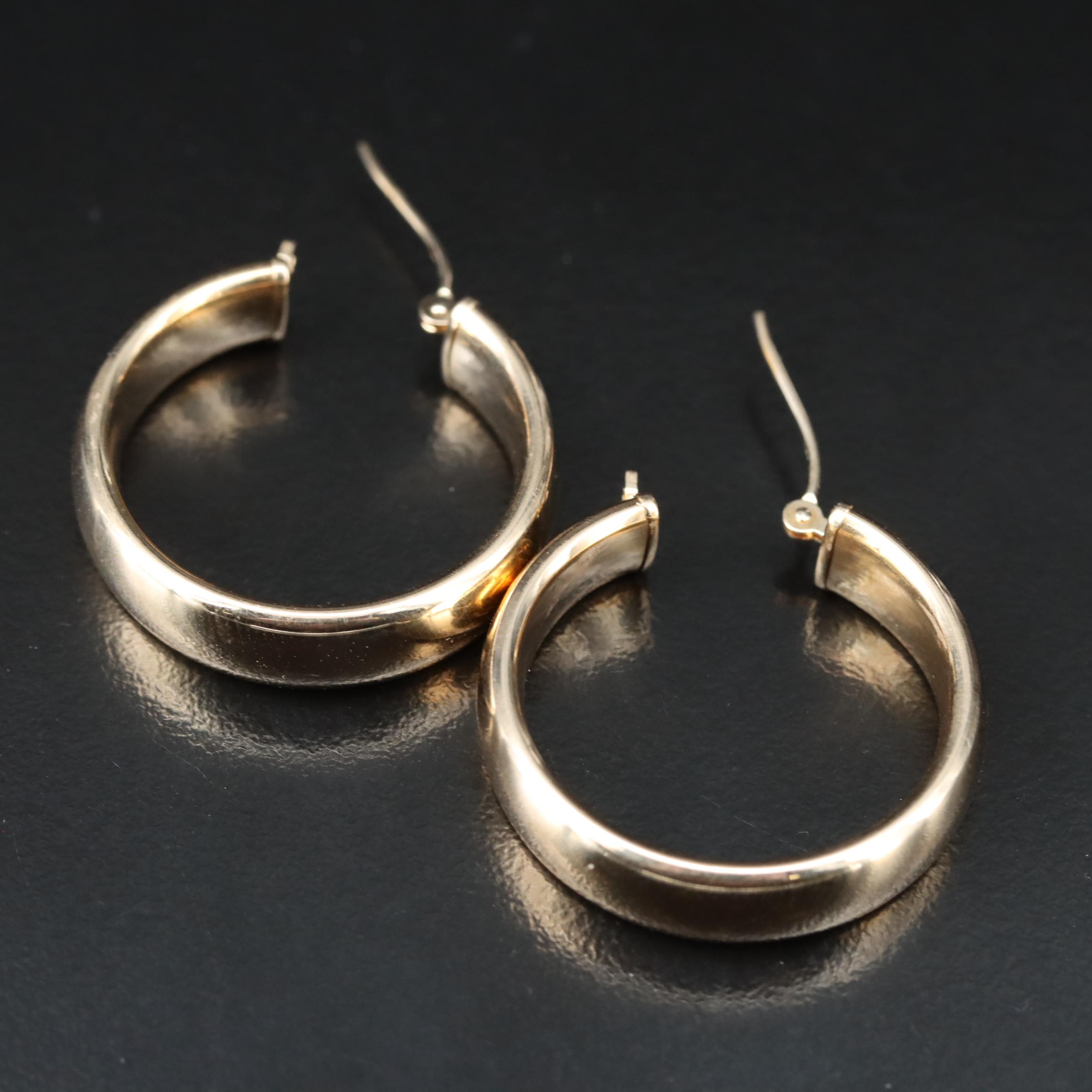 14K Wide Hoop Earrings