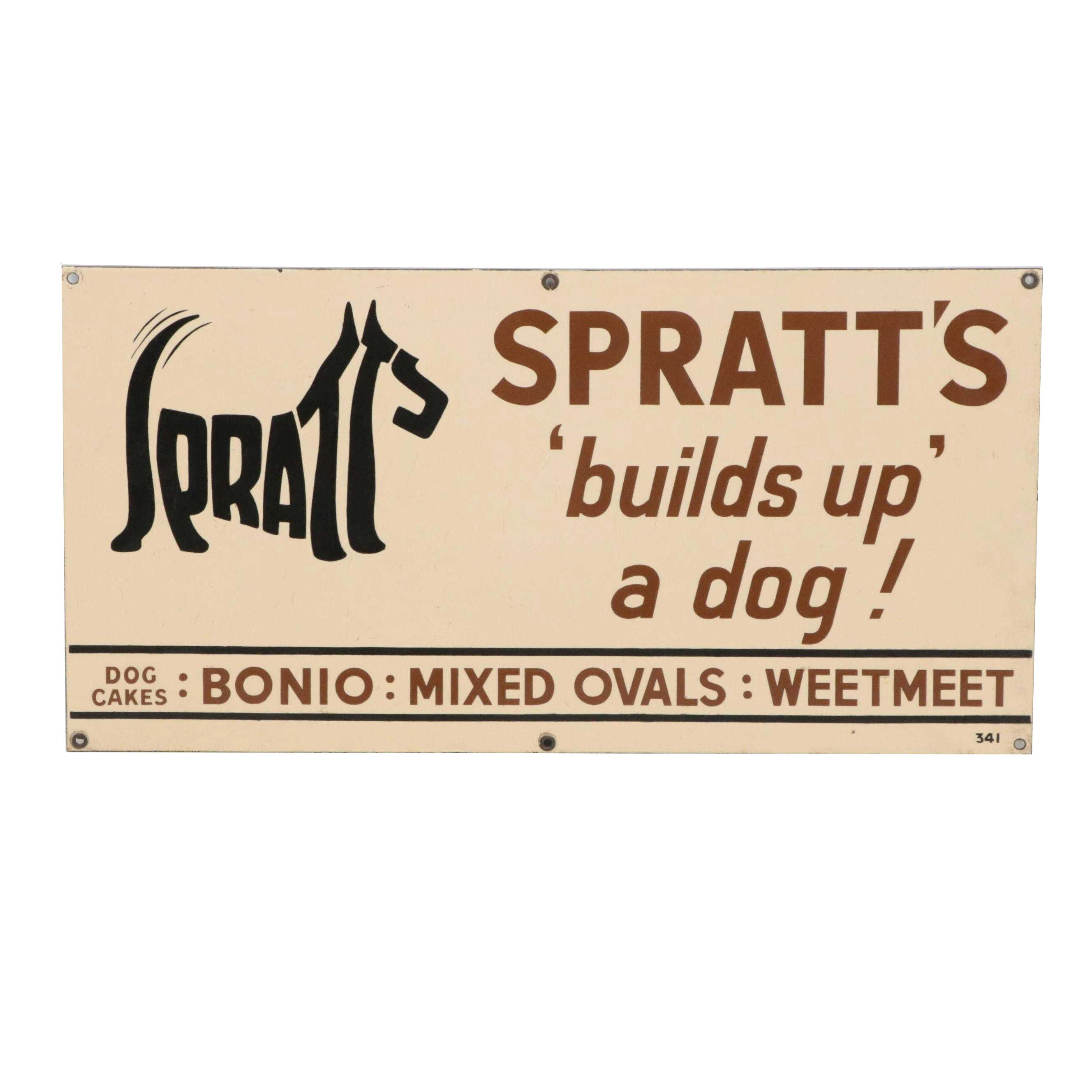 Spratt's Dog Cakes Metal Advertising Sign, Early to Mid-20th Century