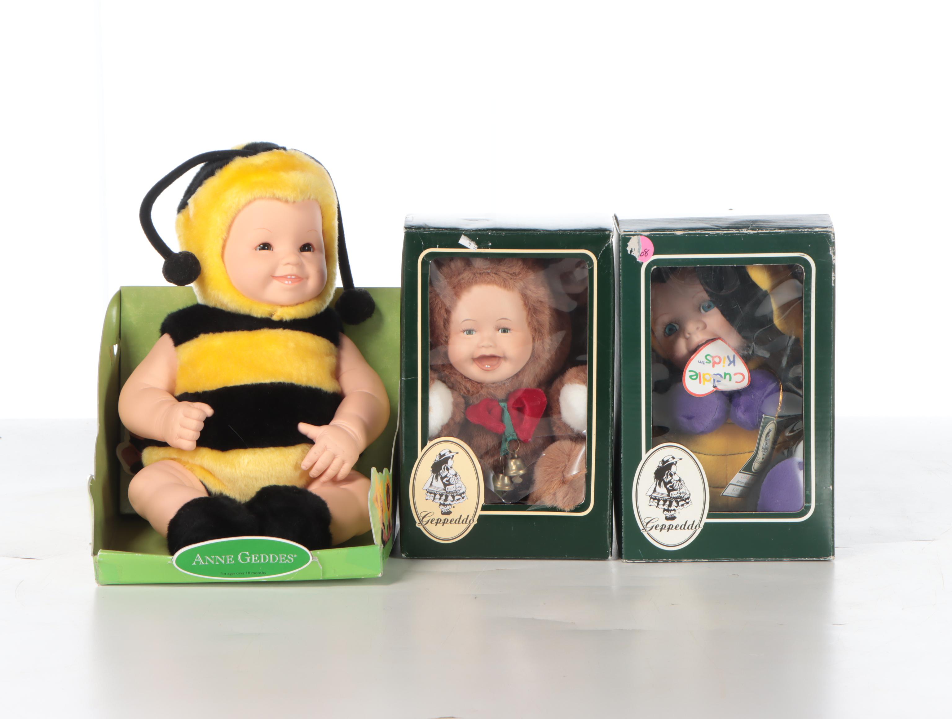 Ashton Drake Galleries Porcelain Doll with Anne Geddes and Other Costumed Dolls