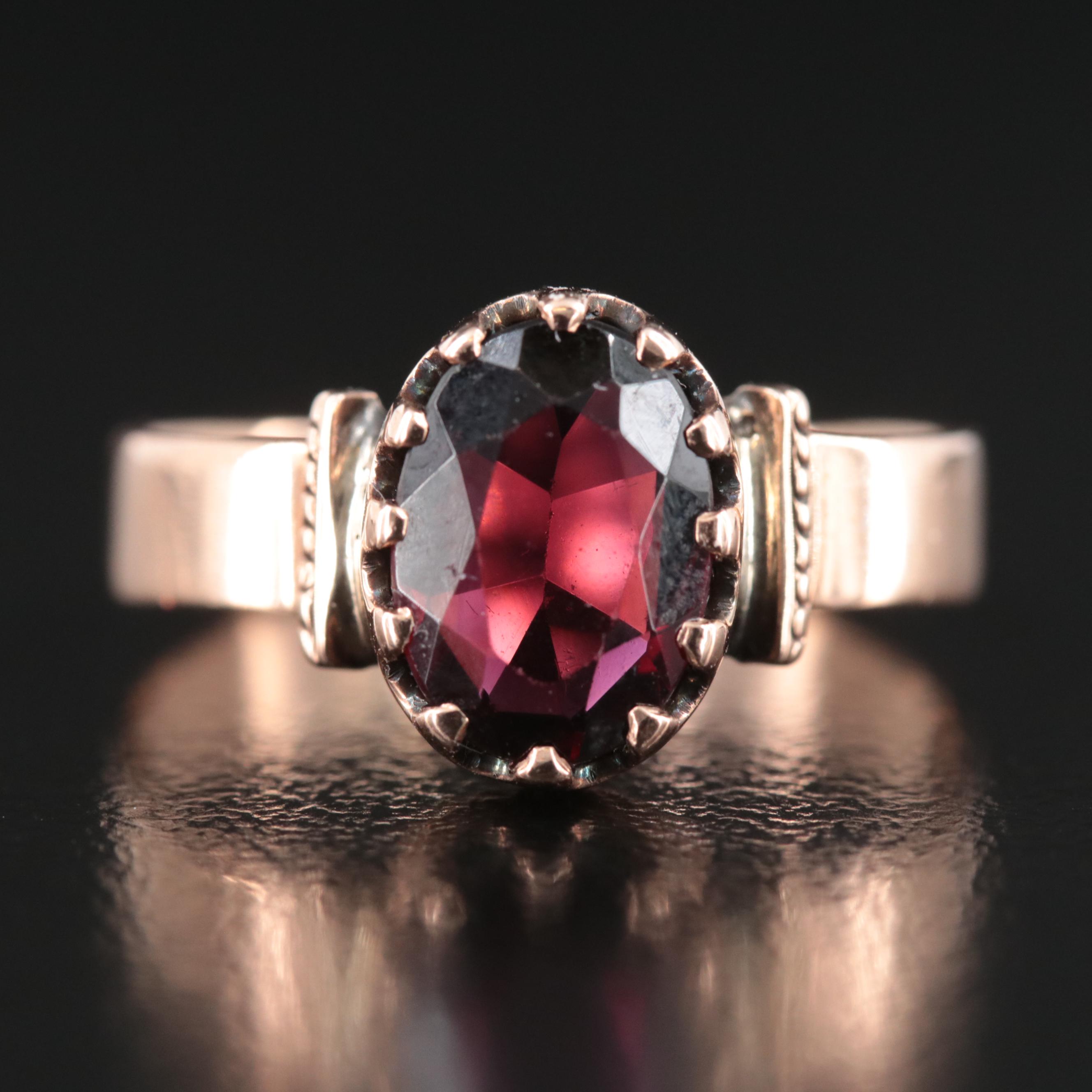 Victorian 10K Garnet Solitaire Ring