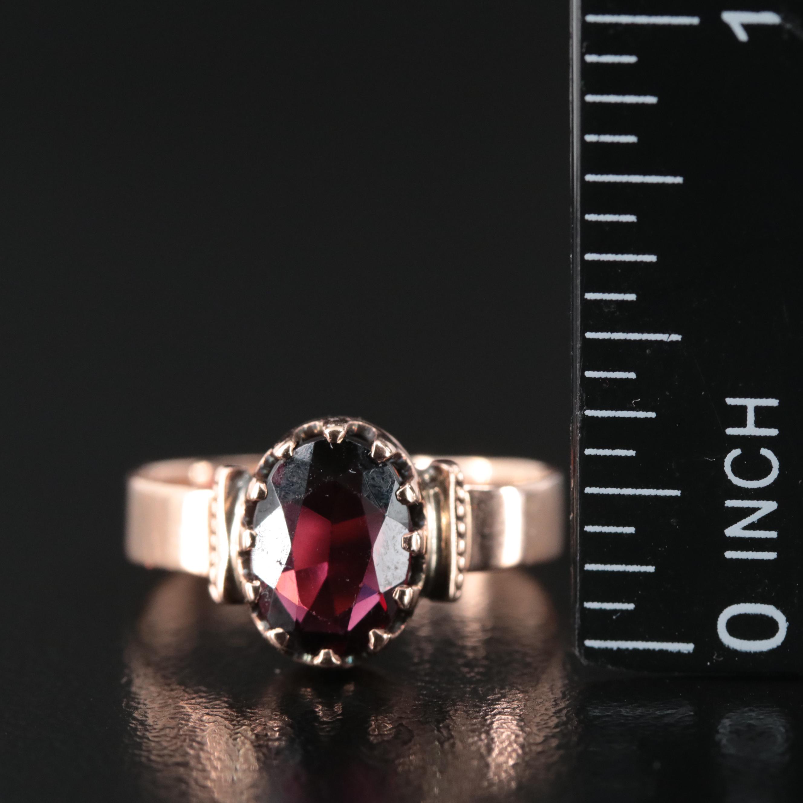 Victorian 10K Garnet Solitaire Ring