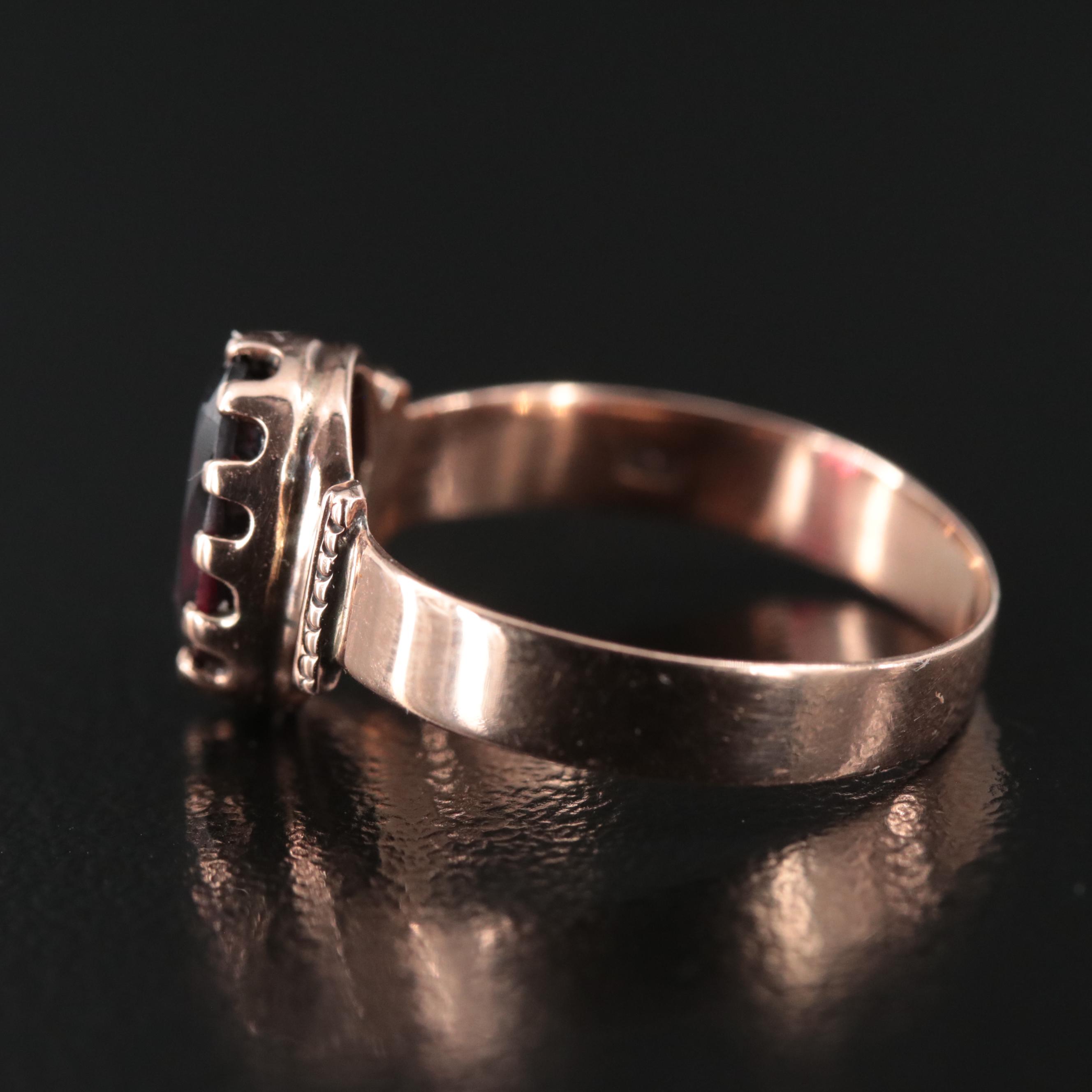Victorian 10K Garnet Solitaire Ring