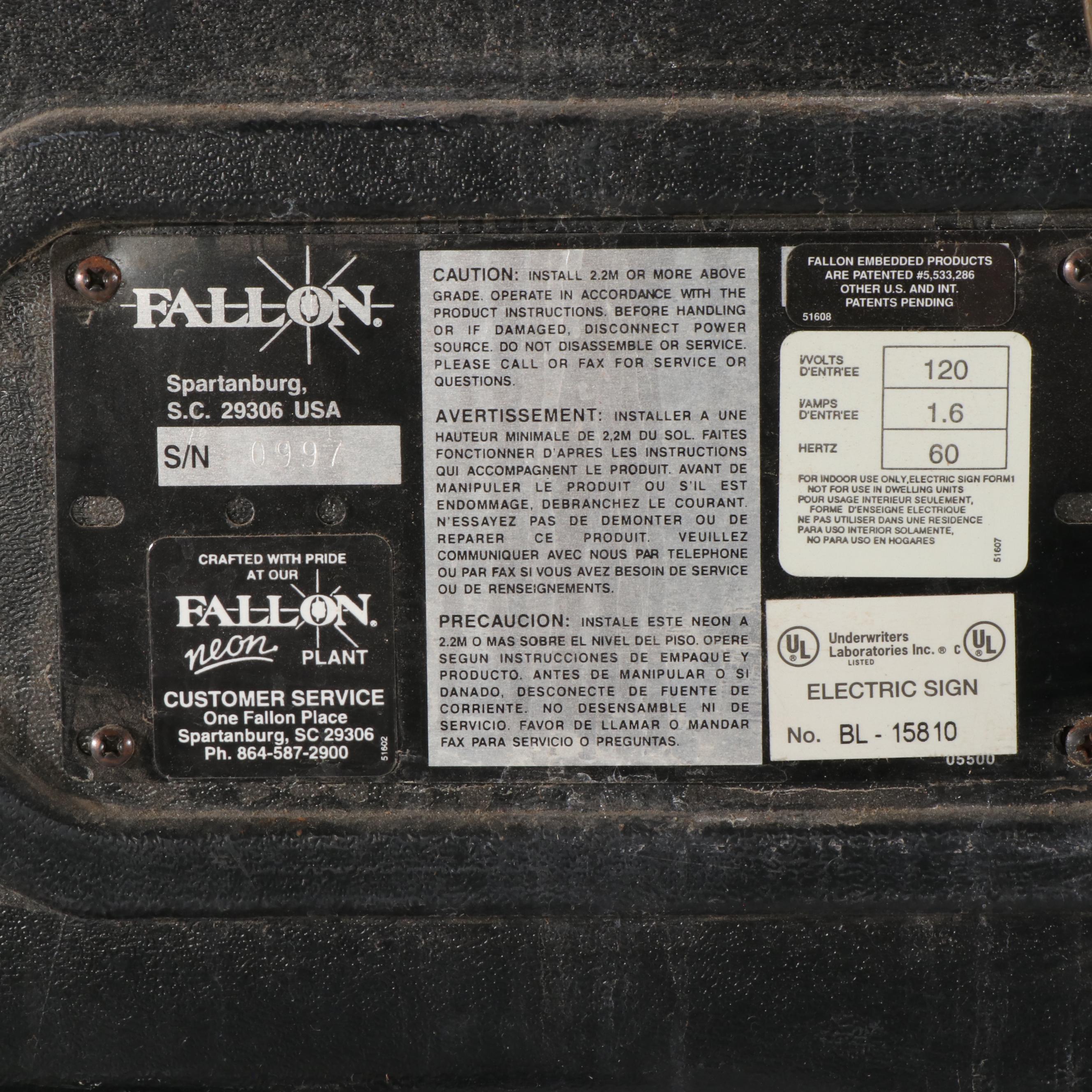 Fallon Neon "OPEN" Horizontal Window Sign