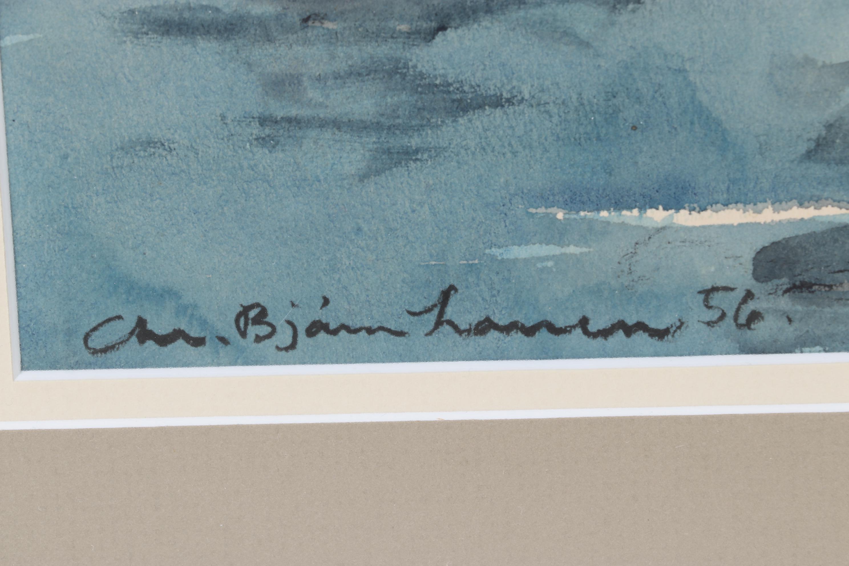 Christian Bjorn Larsen Street Scene Color Lithograph Of Rainy Day Commute, 1956