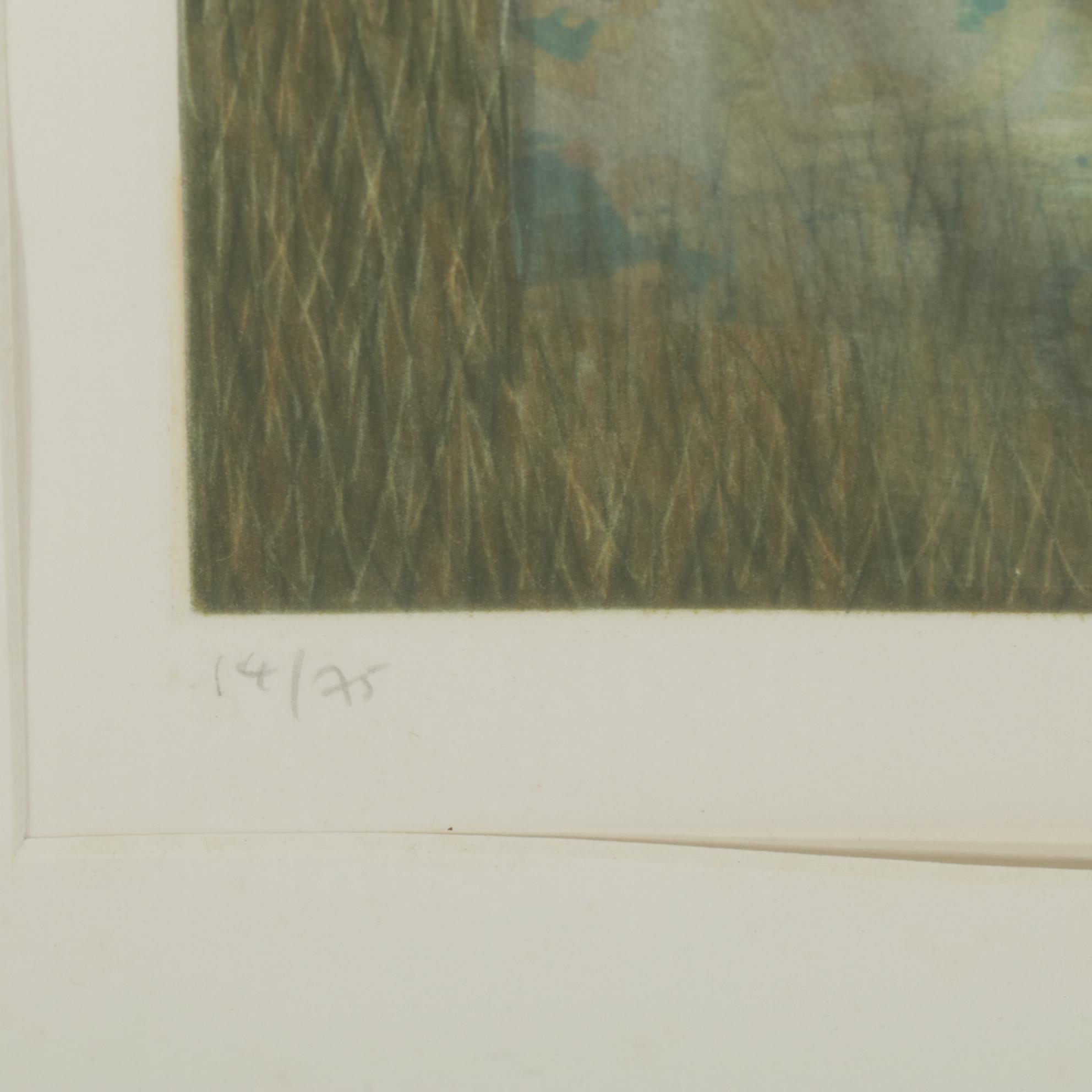 Kyu-Baik Hwang Etching "Handkerchief On The Grass," 1976