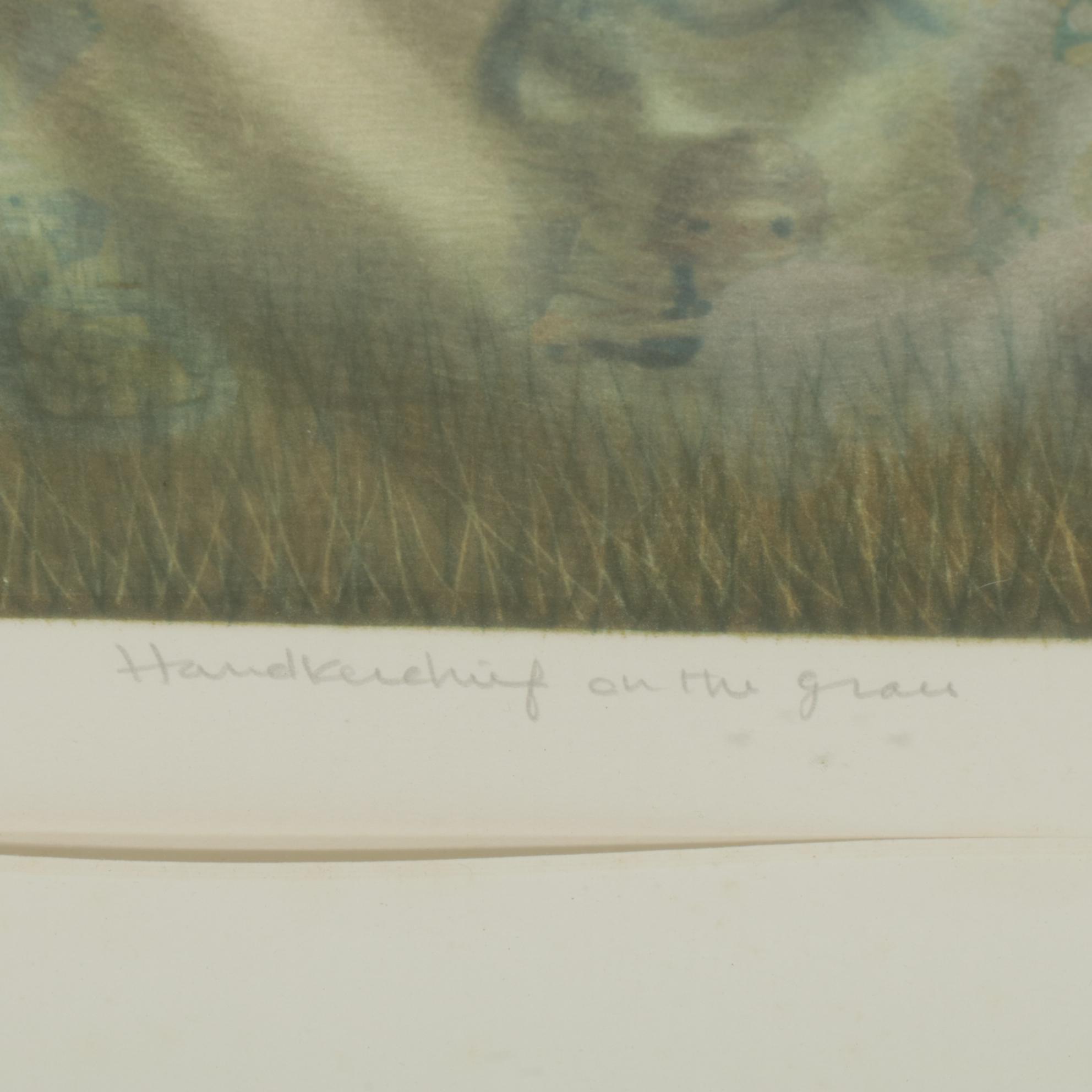 Kyu-Baik Hwang Etching "Handkerchief On The Grass," 1976