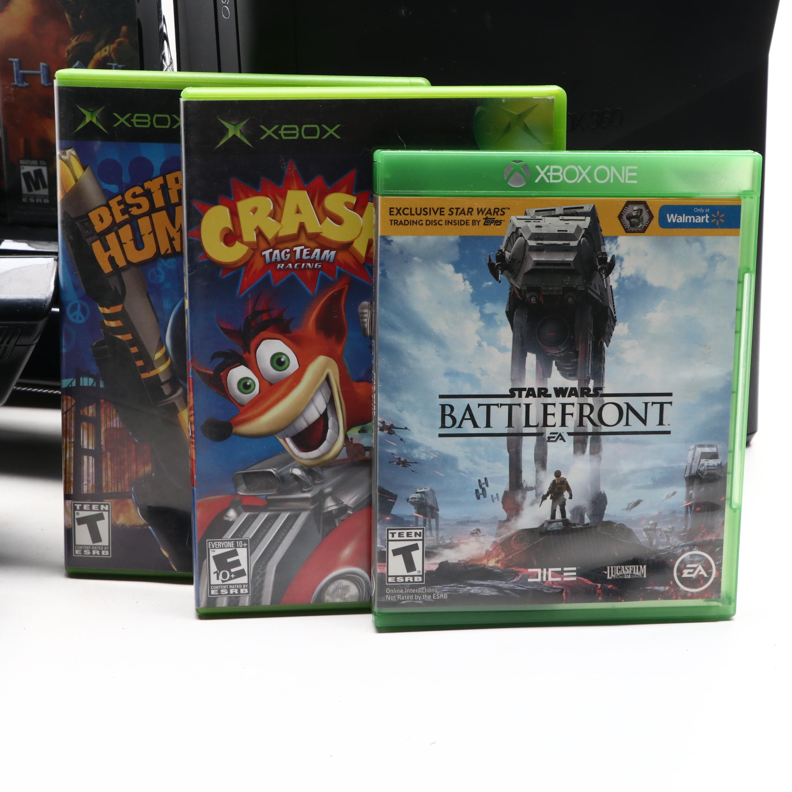 Microsoft Xbox One and Xbox 360 Consoles with Kinects, Games, and