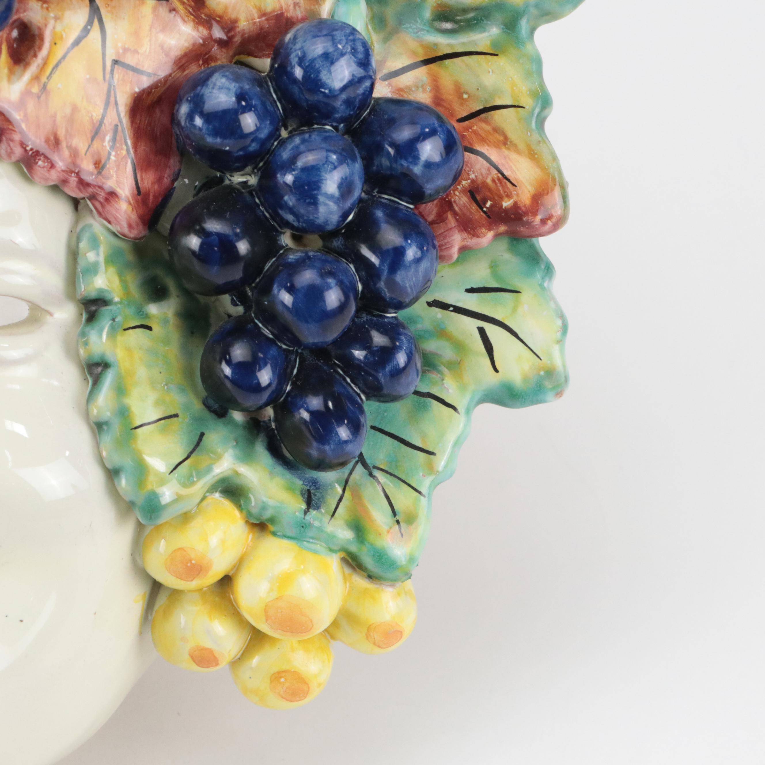 Italian Amalfi Collection Majolica Wall-Mounted Comedy Theater Mask