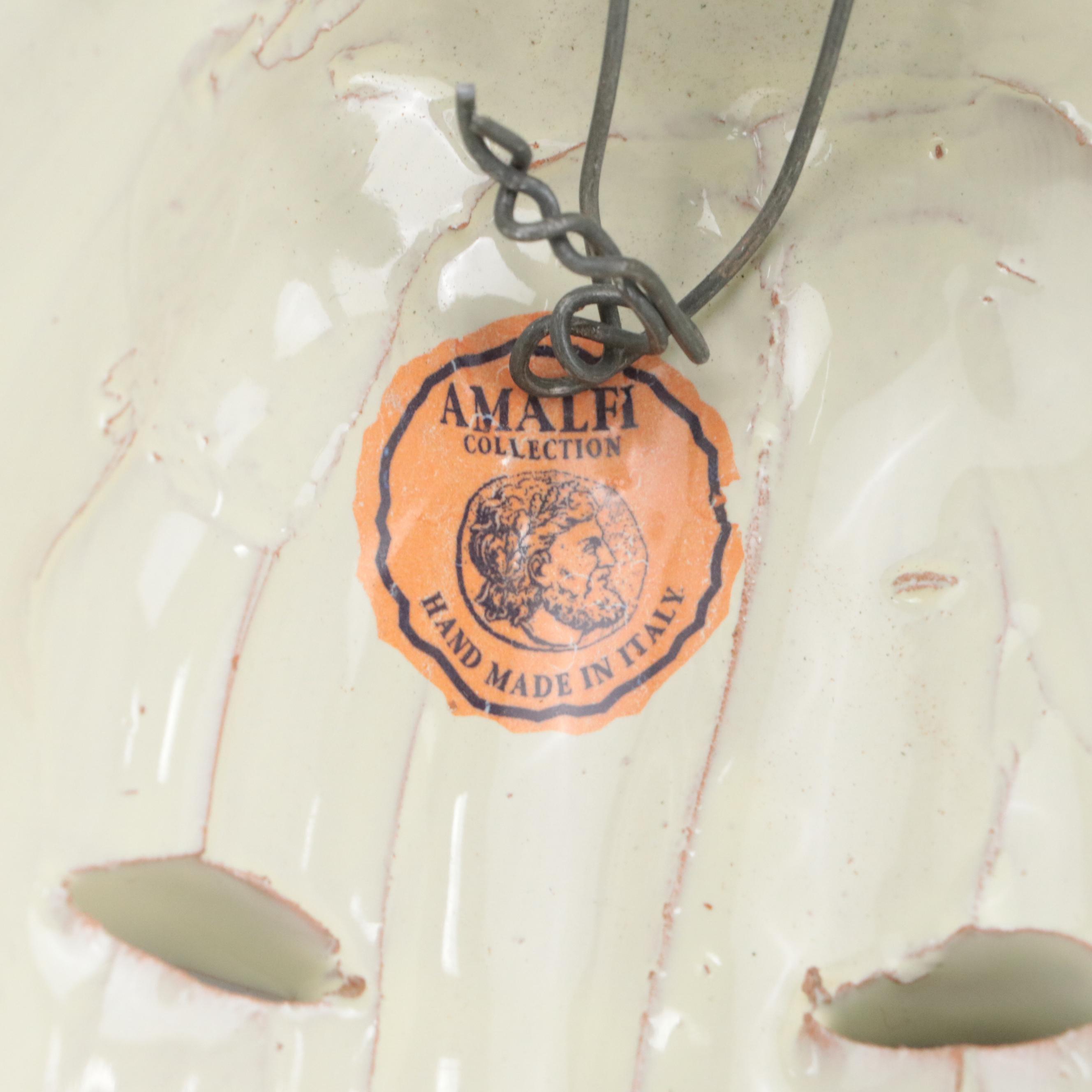 Italian Amalfi Collection Majolica Wall-Mounted Comedy Theater Mask