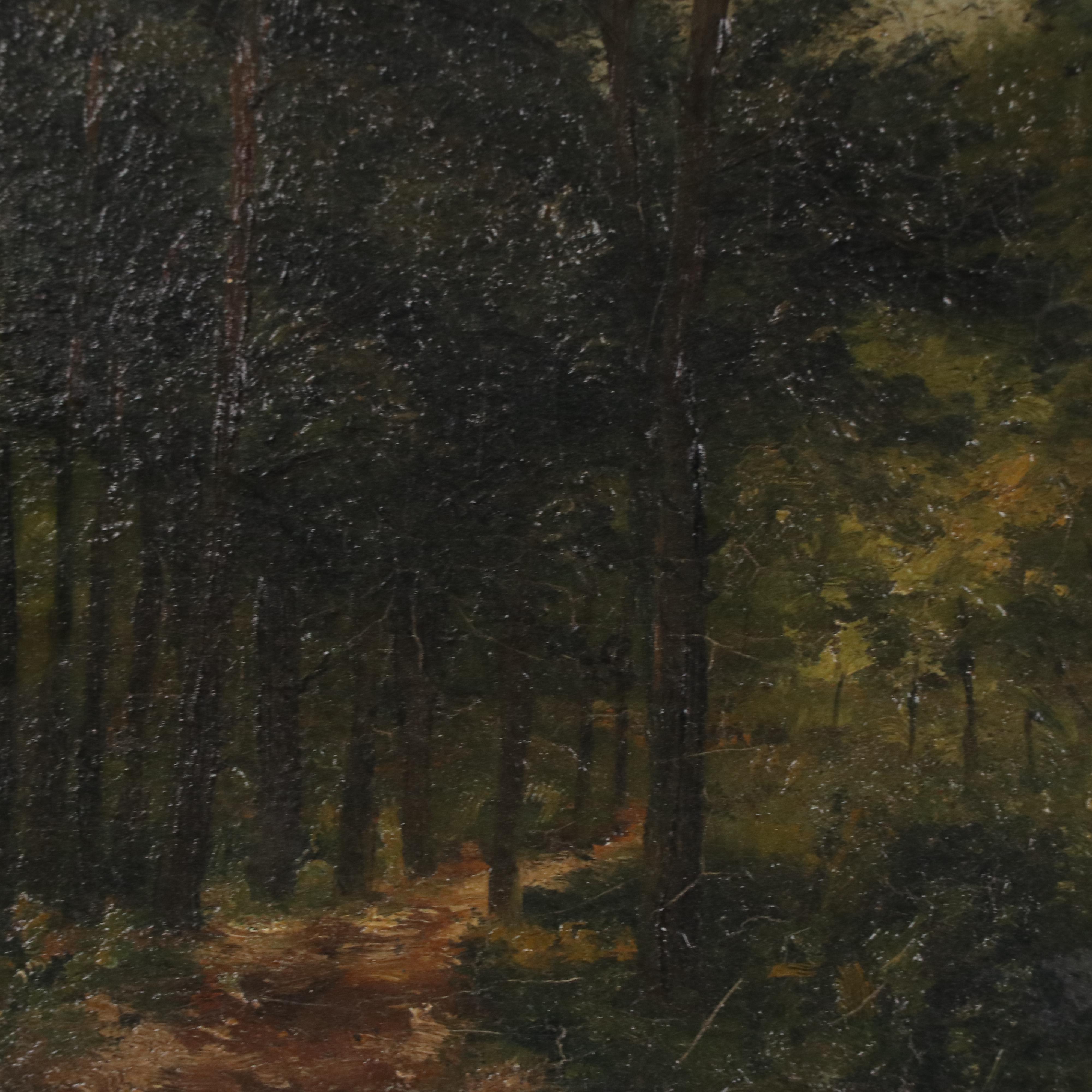 Woodland Landscape Oil Painting, 19th Century
