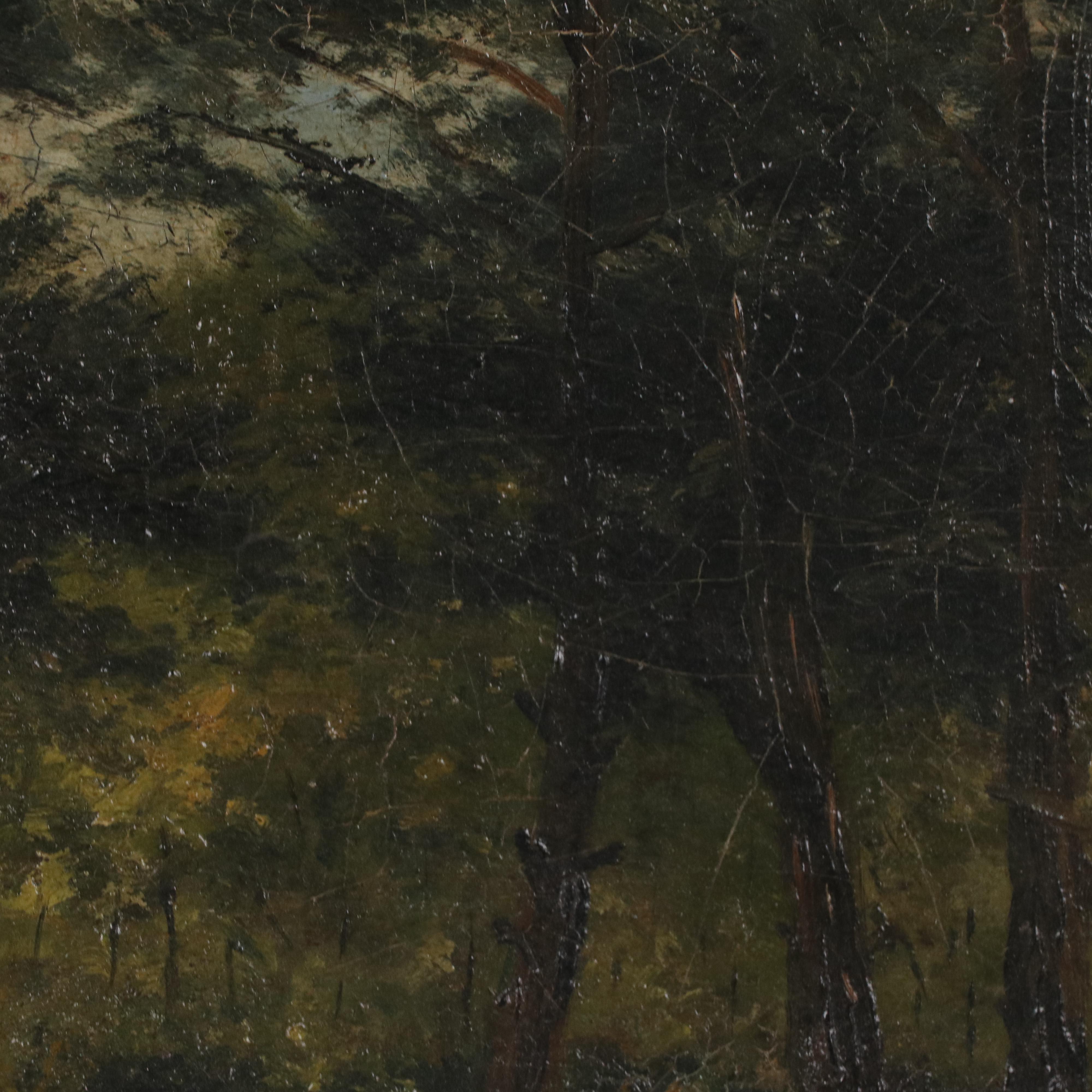 Woodland Landscape Oil Painting, 19th Century