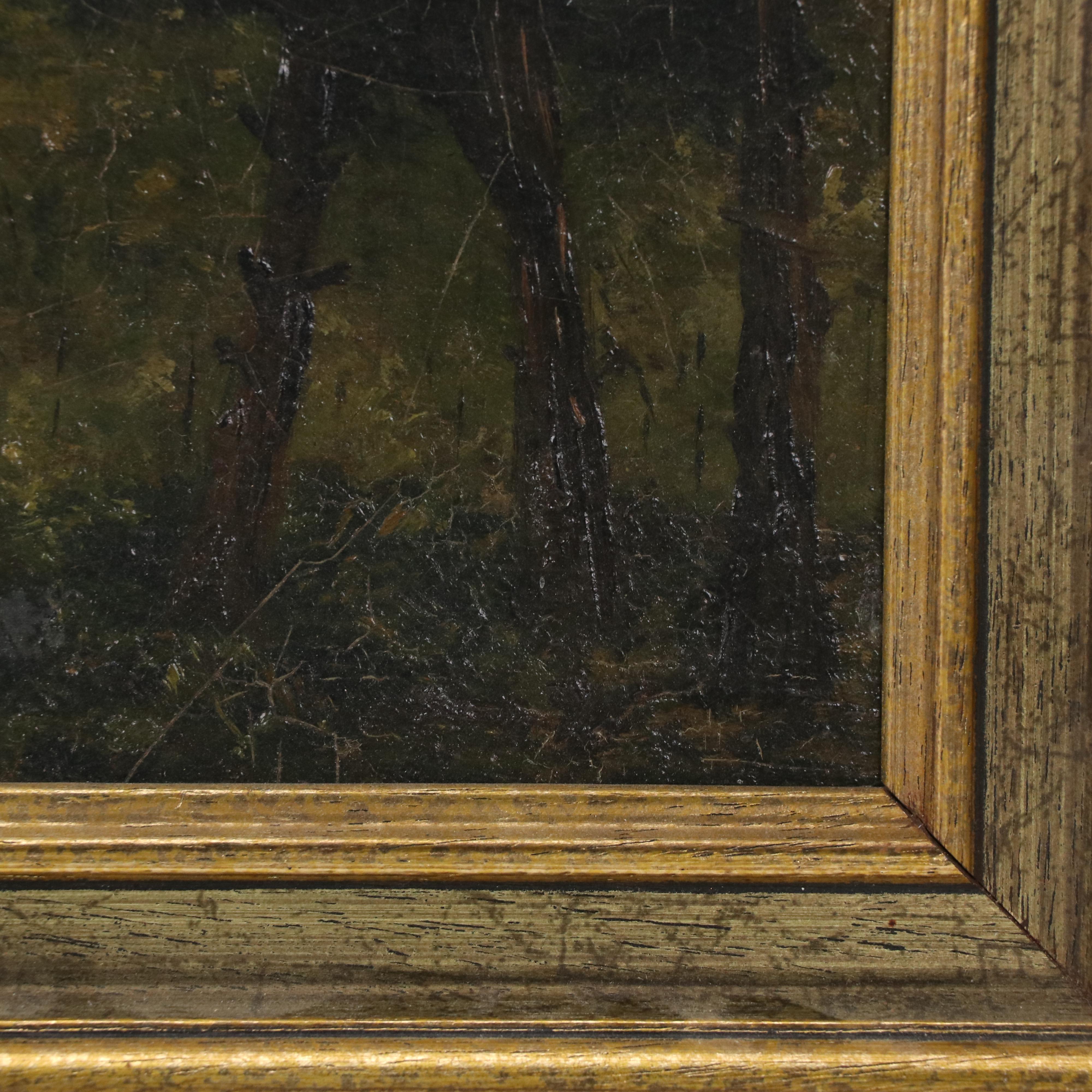 Woodland Landscape Oil Painting, 19th Century