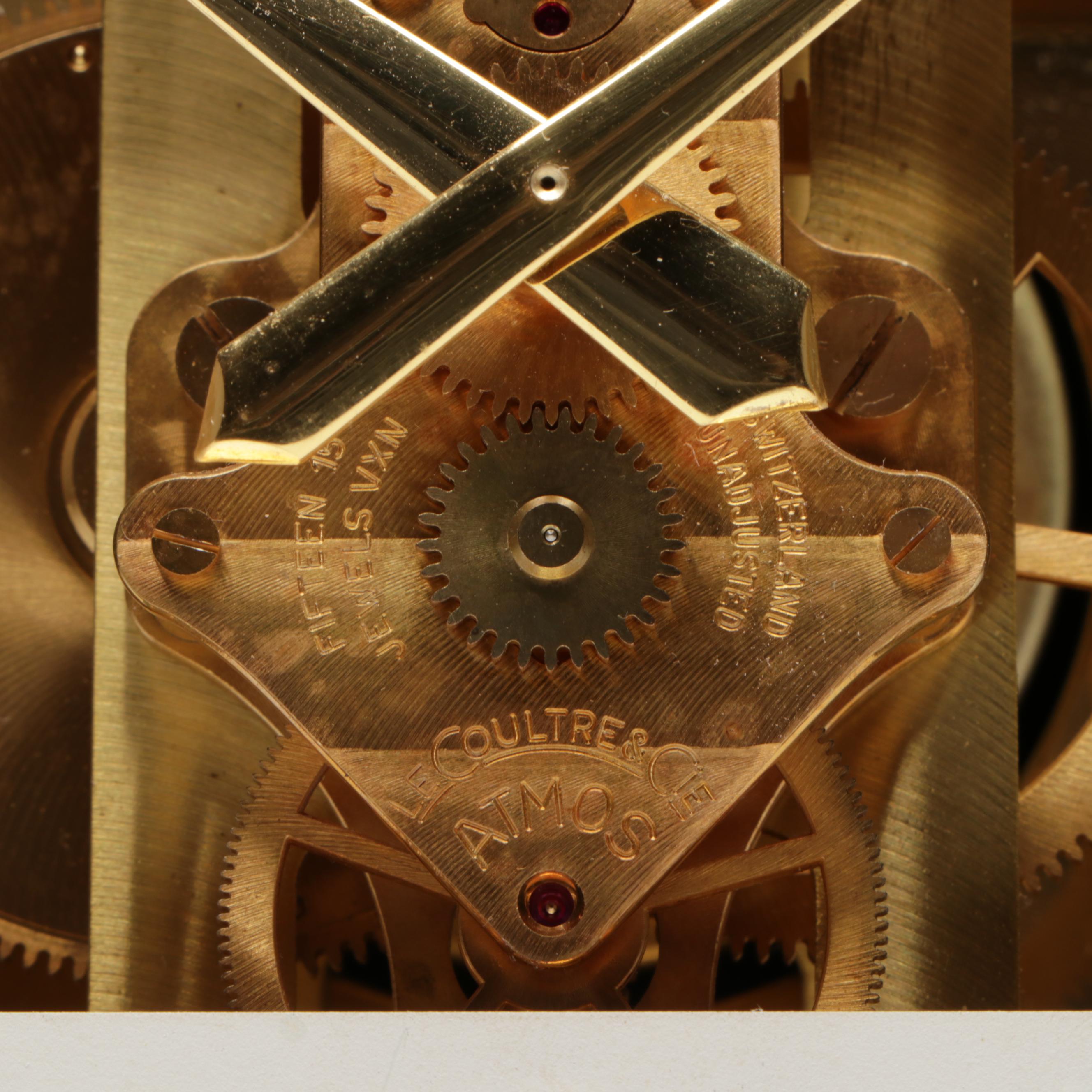 Jaeger-LeCoultre "Atmos" Swiss Brass and Glass Perpetual Motion Mantel Clock