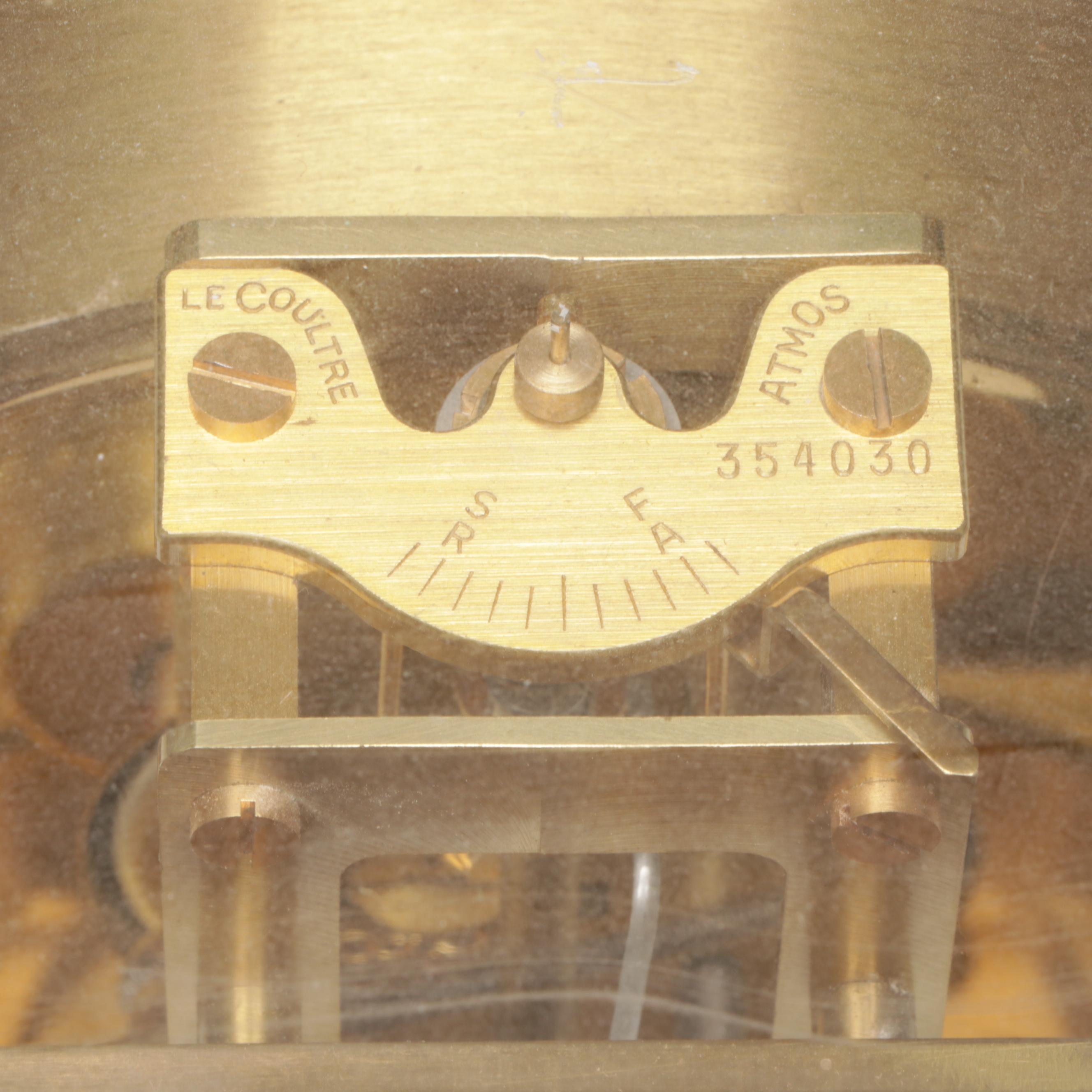 Jaeger-LeCoultre "Atmos" Swiss Brass and Glass Perpetual Motion Mantel Clock