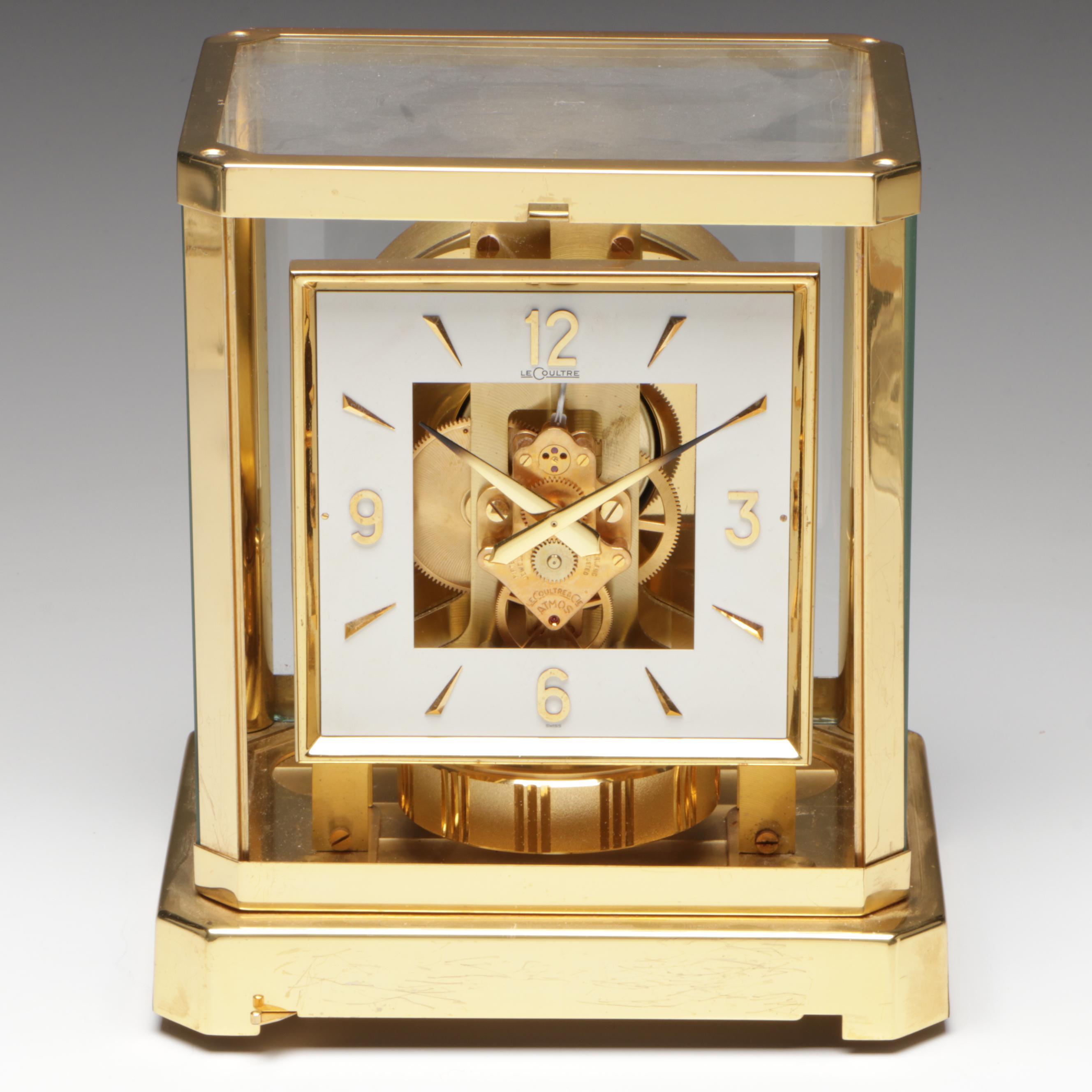 Jaeger-LeCoultre "Atmos" Swiss Brass and Glass Perpetual Motion Mantel Clock