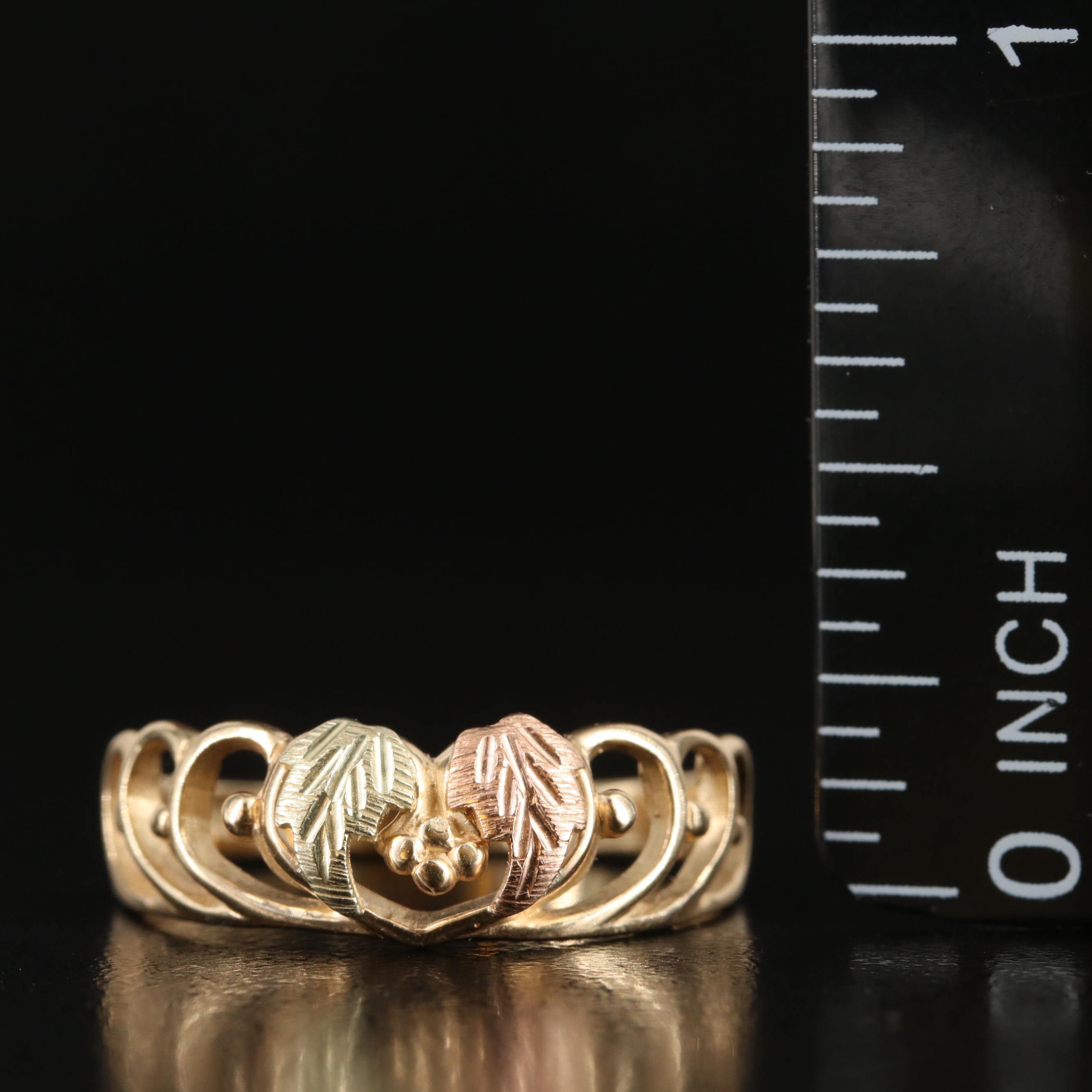 10K Tri-Color Leaf Ring