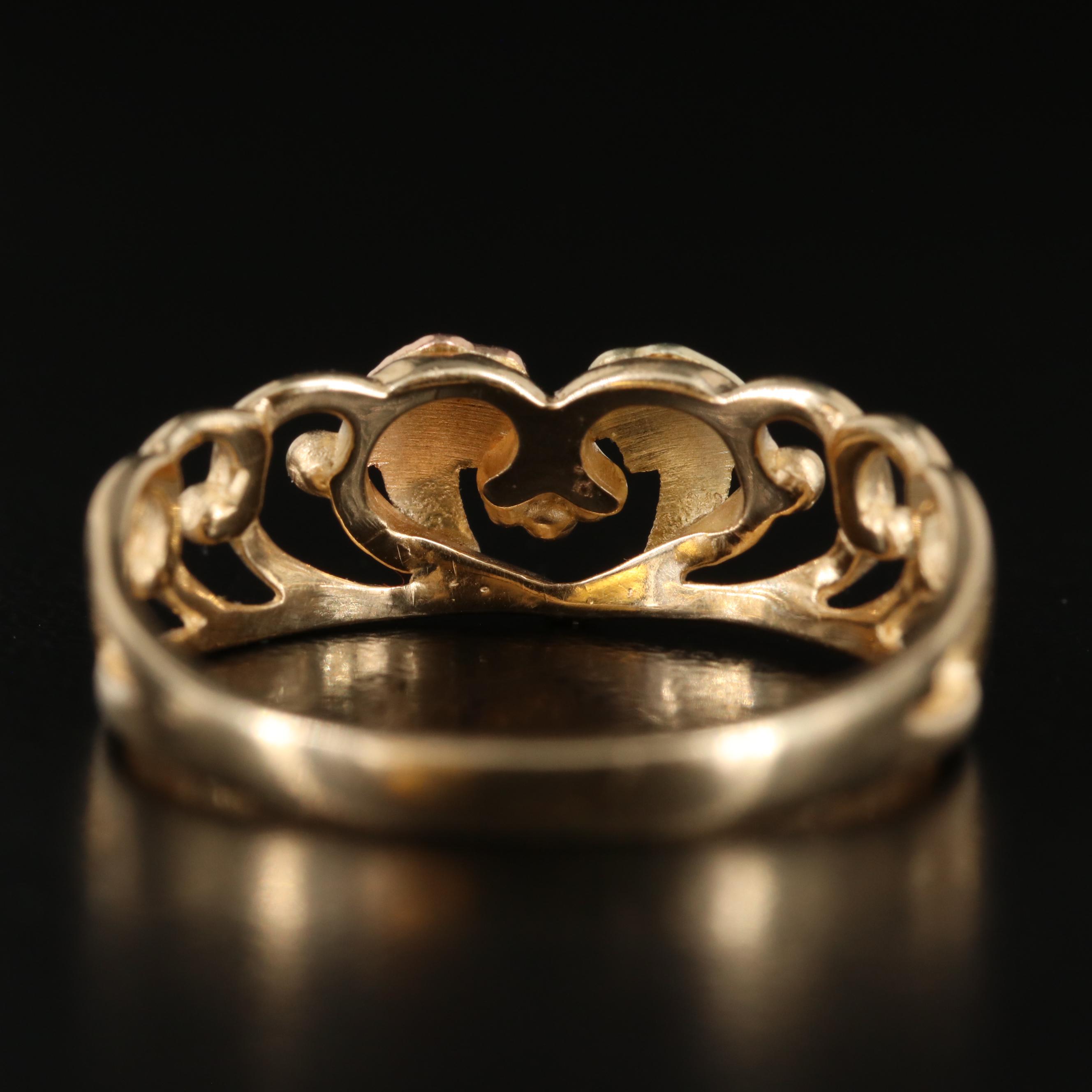 10K Tri-Color Leaf Ring