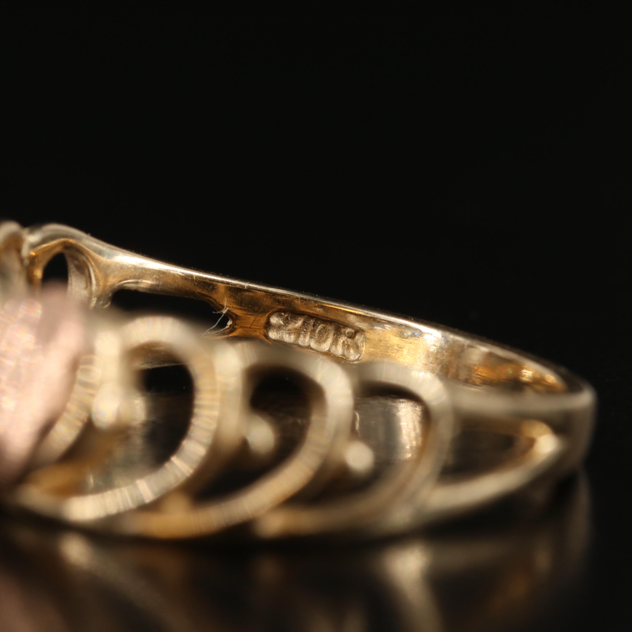 10K Tri-Color Leaf Ring